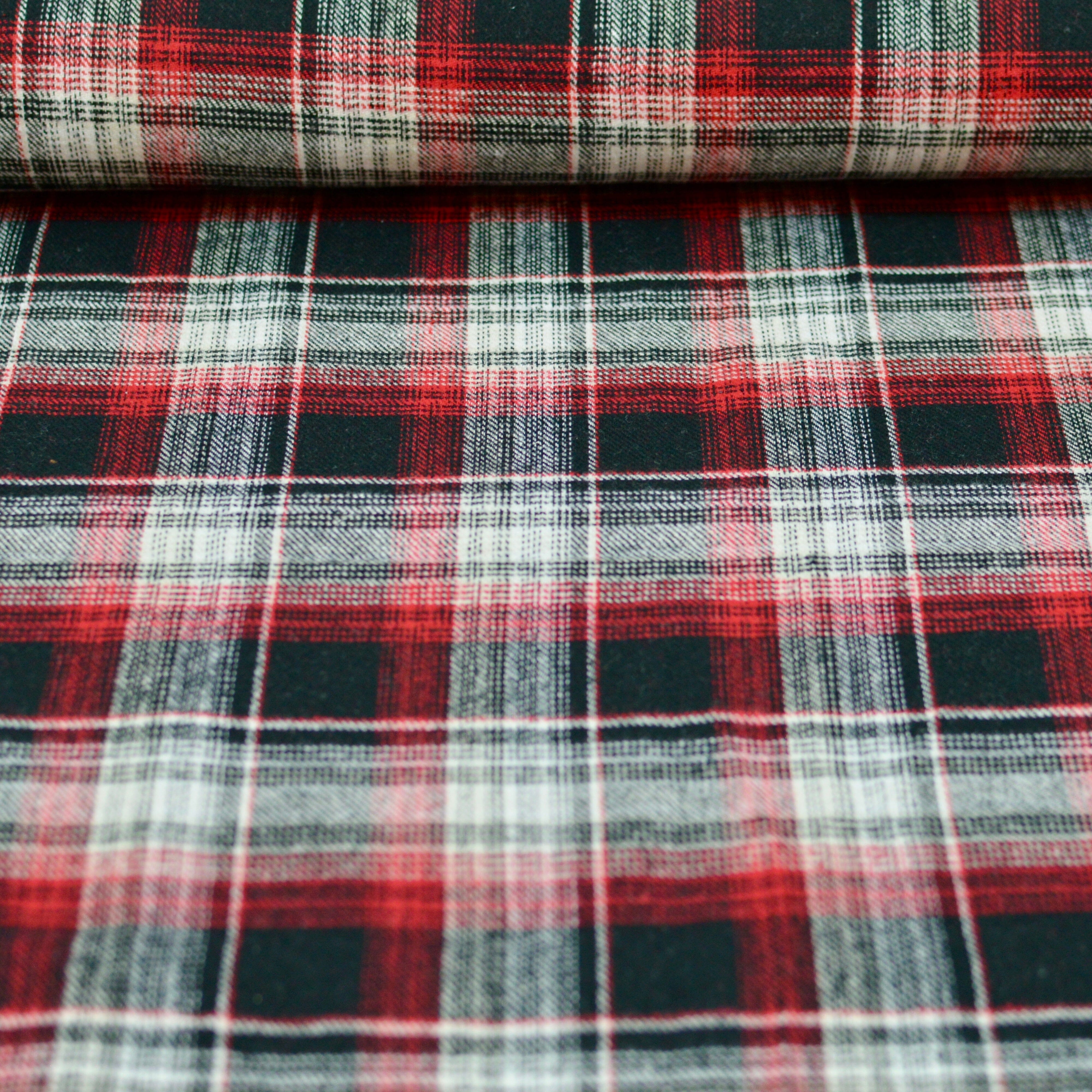 Baumwoll Flanell - rot schwarz kariert Fabric poshpinks