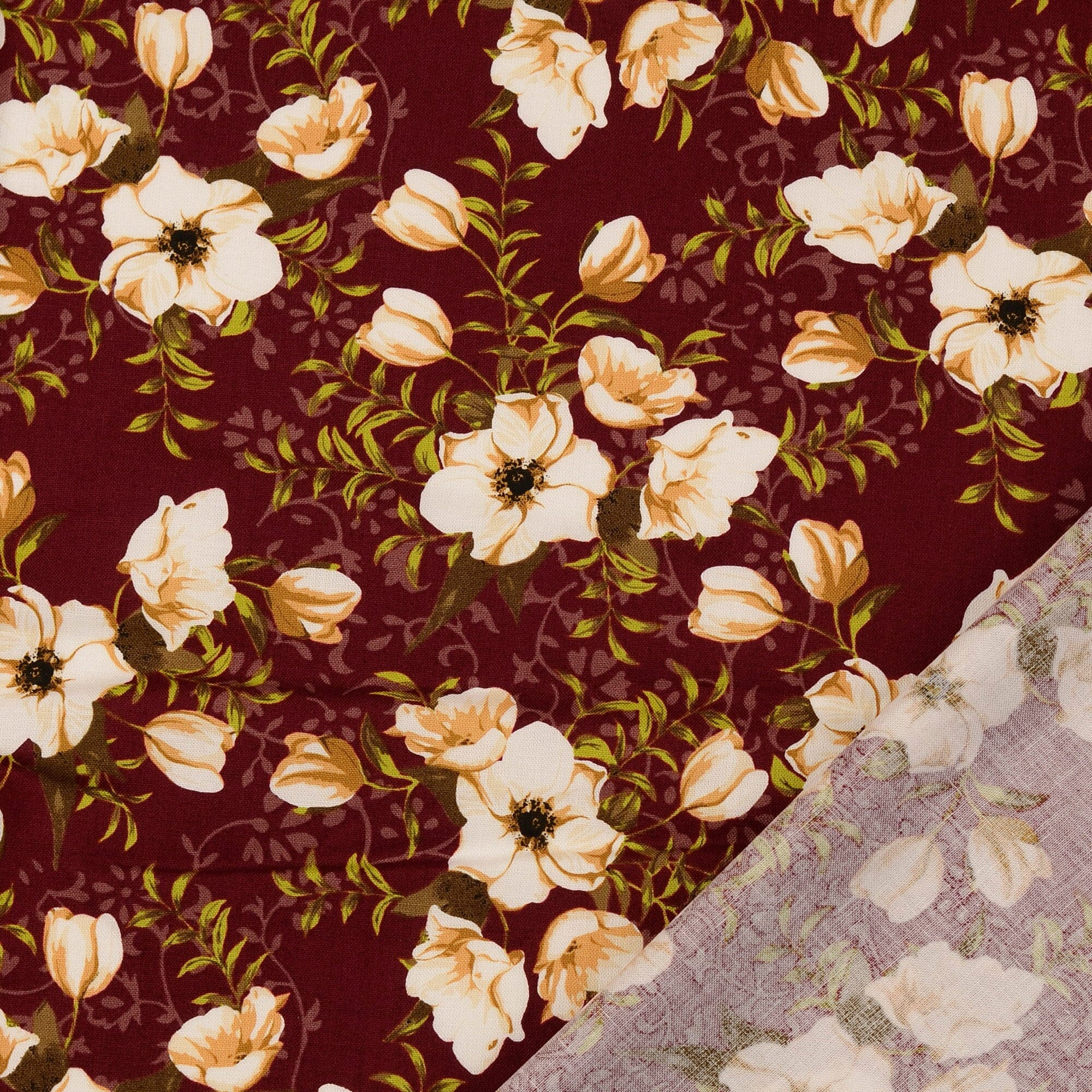 Baumwoll Popeline - Freesia - Bordeaux Fabric poshpinks