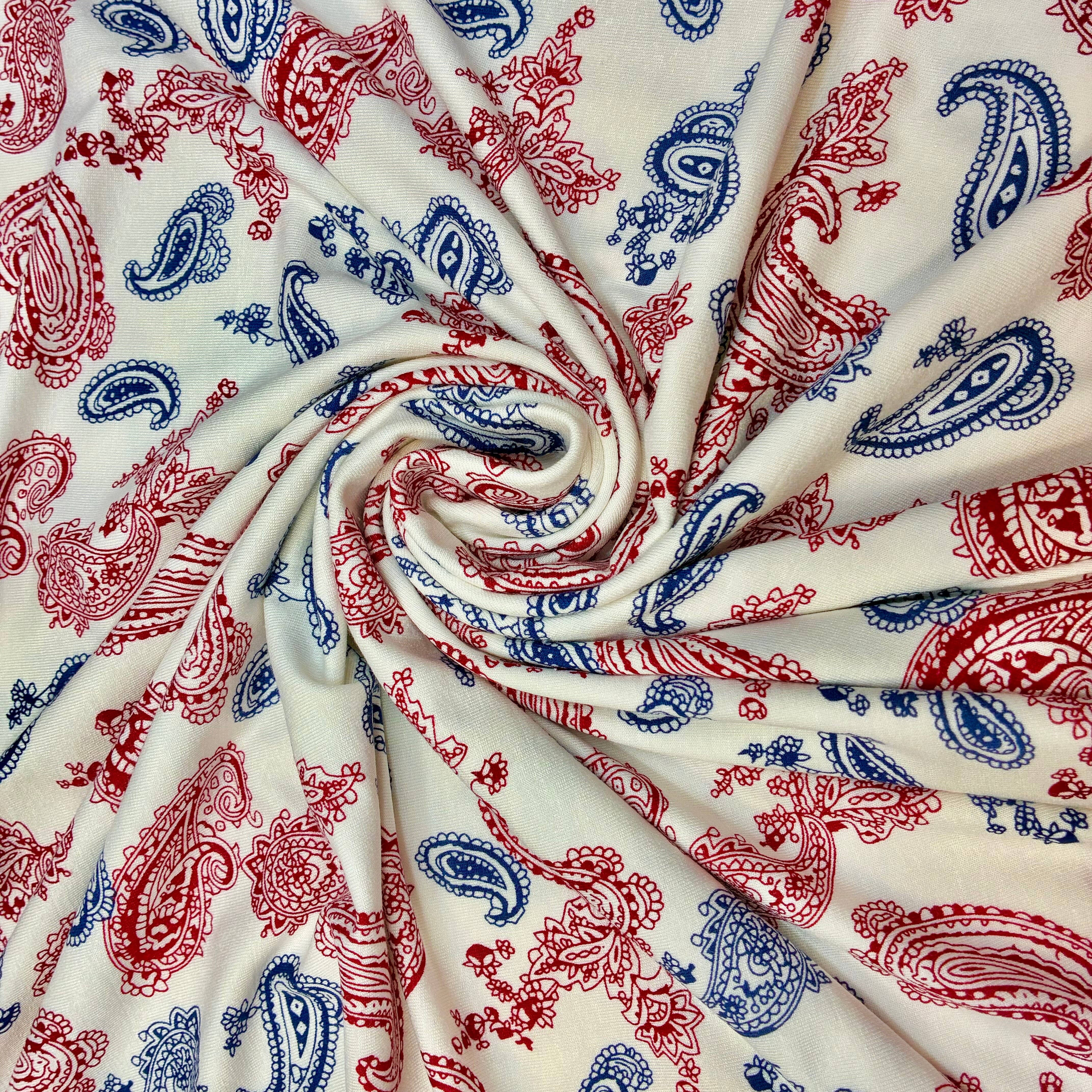 Viskose Jersey - Paisley Off white Fabric poshpinks
