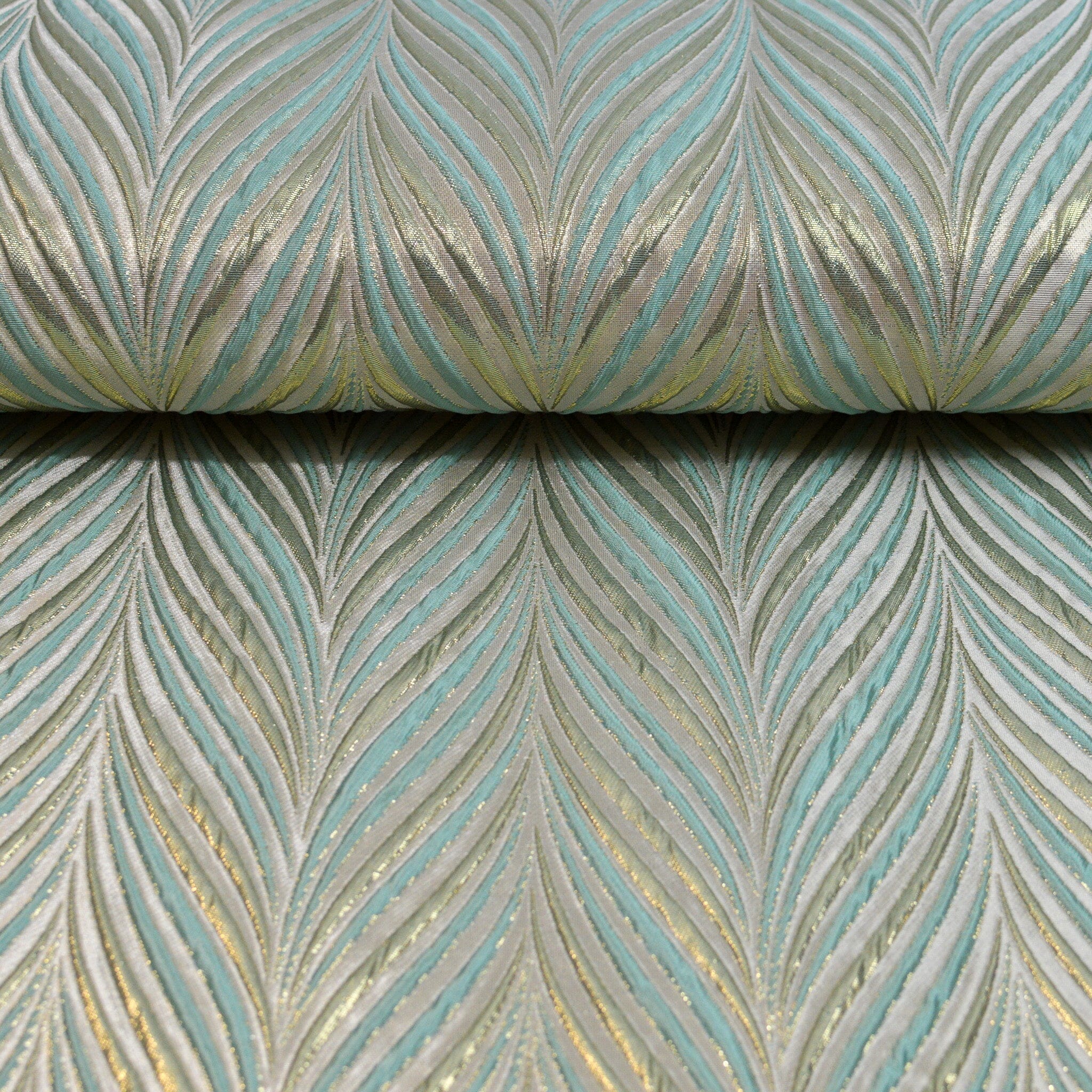 Brokat Wellen abstrakt Mint Gold Fabric poshpinks