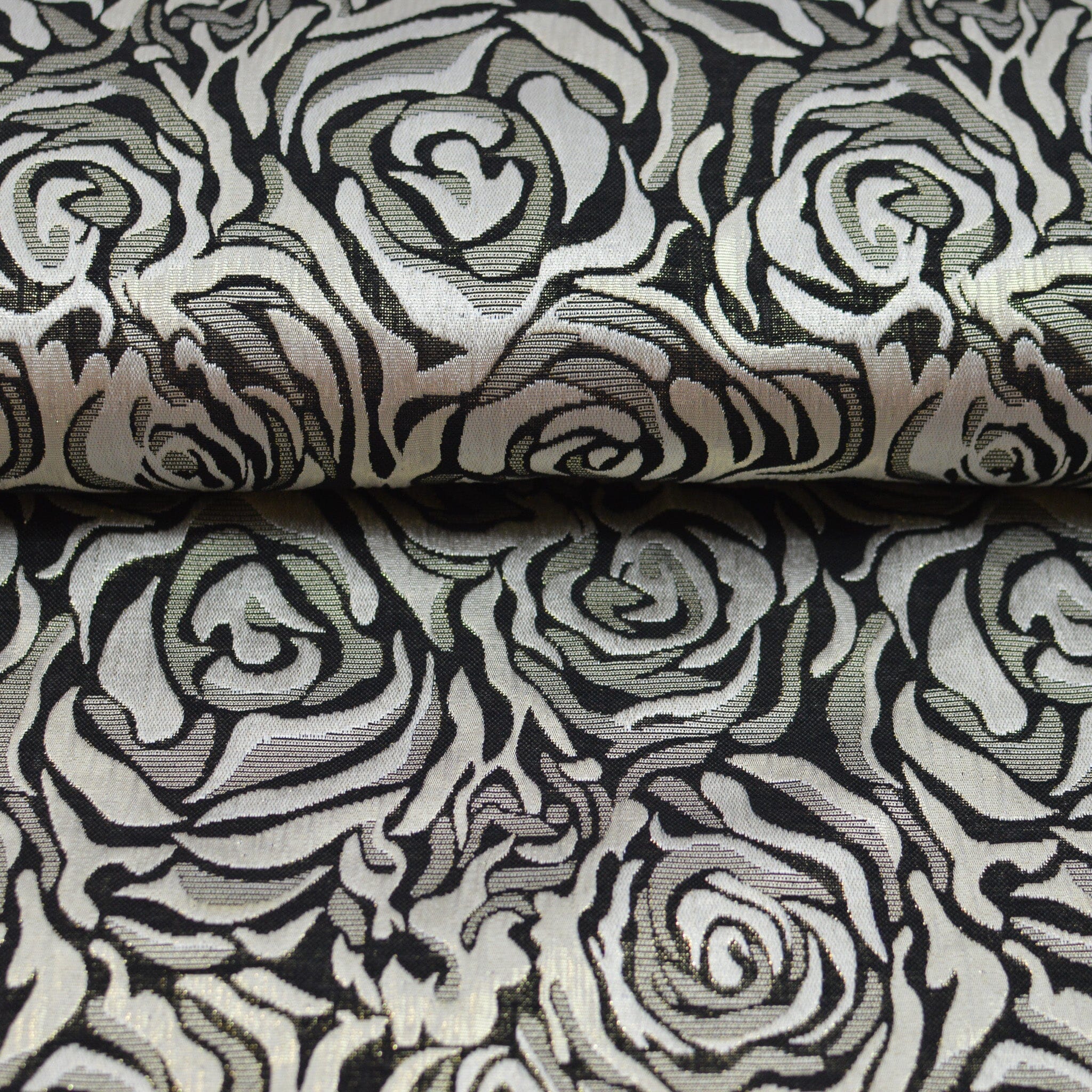 Brokat Rosen schwarz Gold Silber Fabric poshpinks