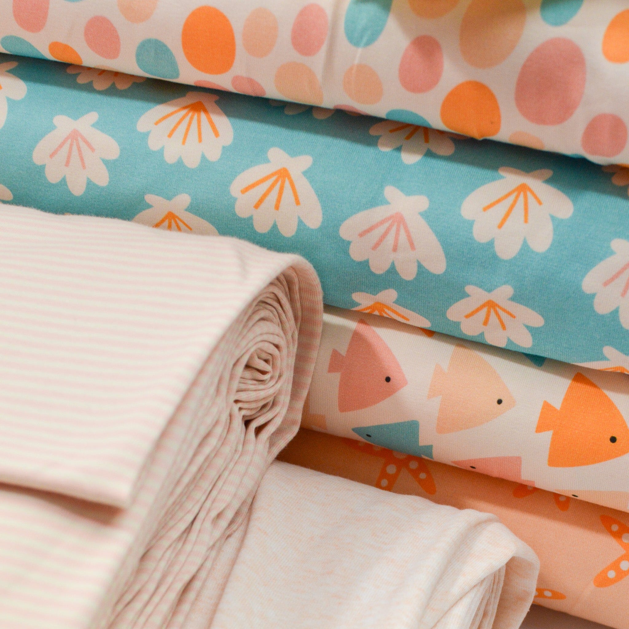 Baumwolljersey - Melange - apricot Fabric poshpinks