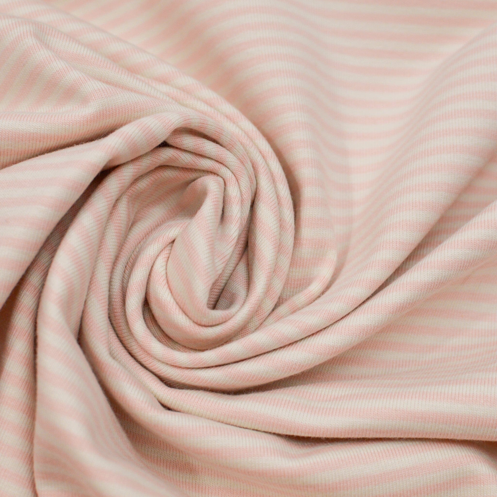 Baumwolljersey - kleine Streifen - apricot creme Fabric poshpinks