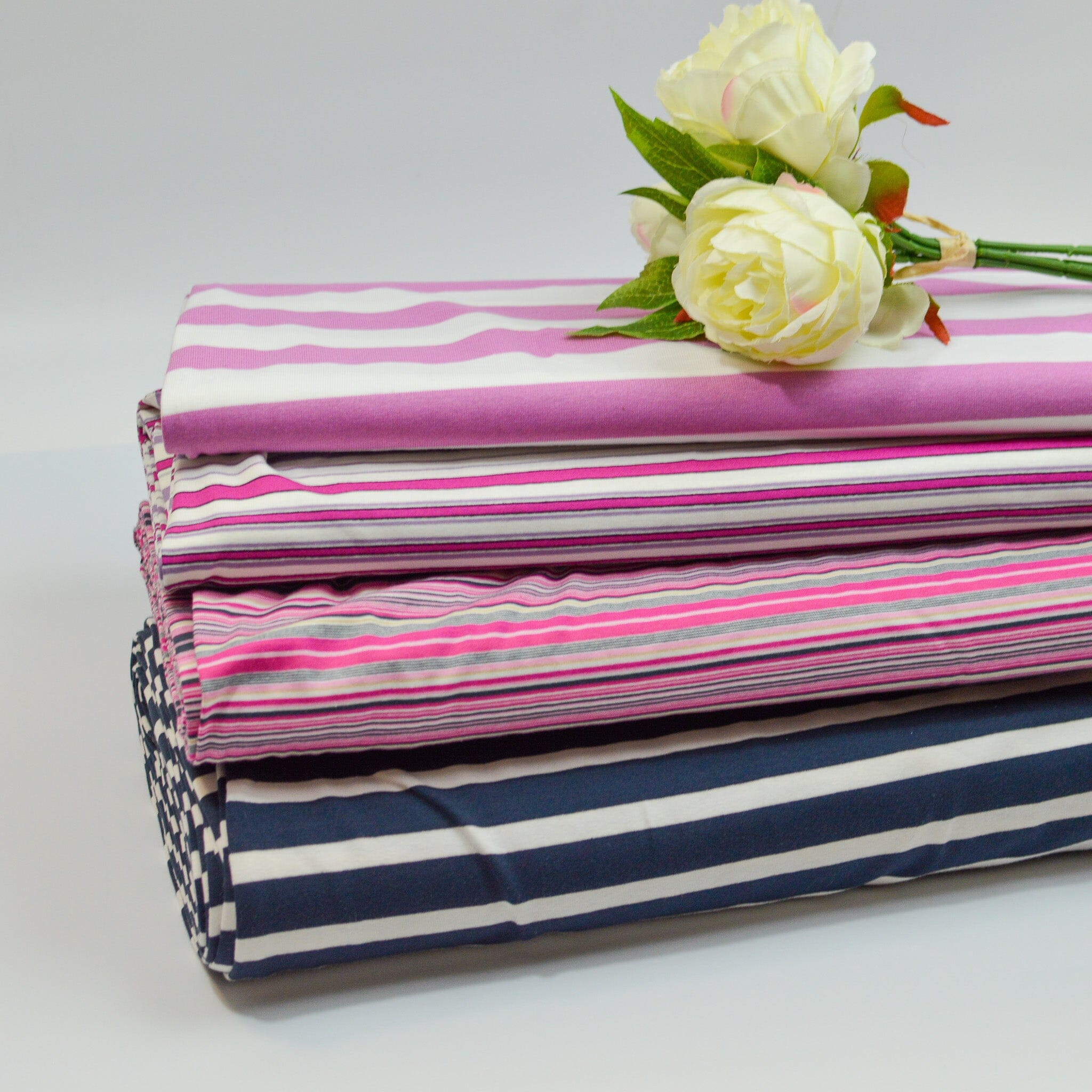 Baumwolljersey - Streifen / Ringel - dunkelblau weiß Fabric poshpinks