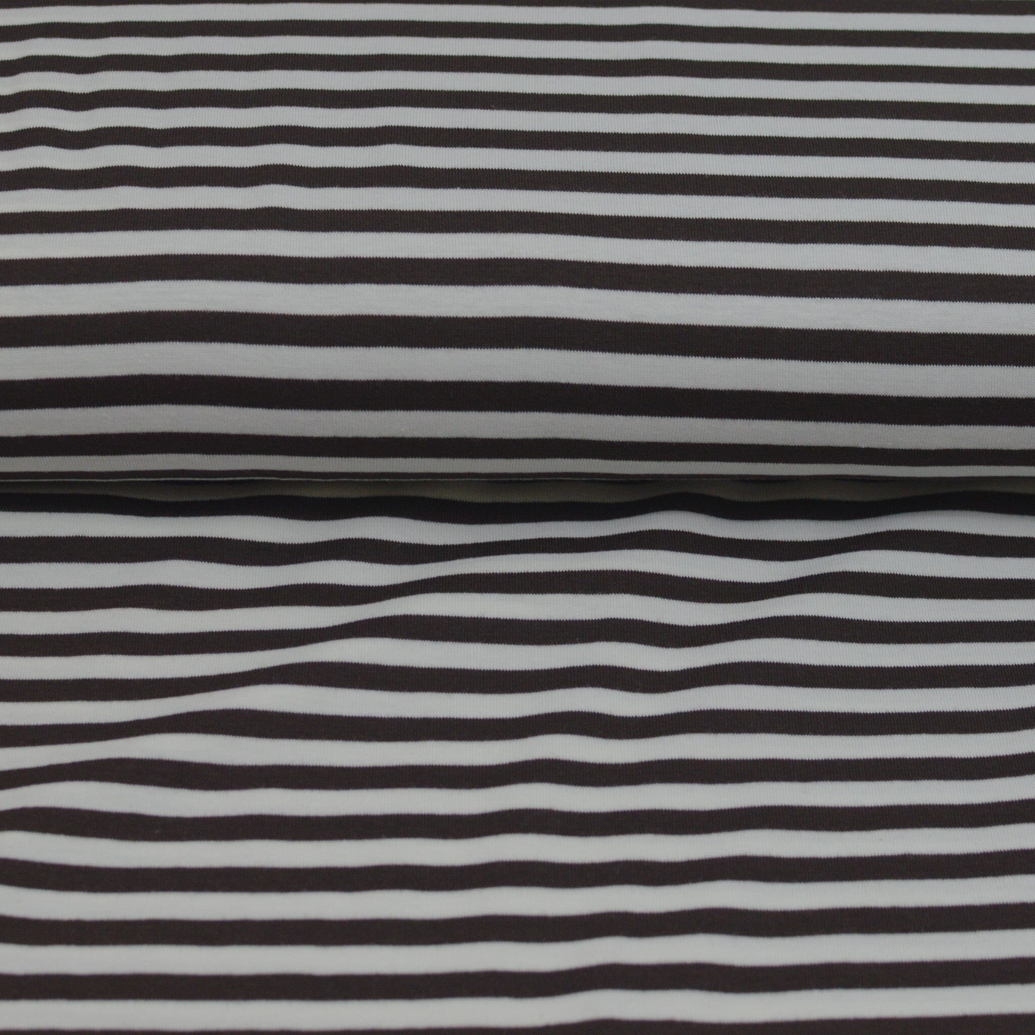 Baumwolljersey - kleine Streifen - braun weiß Fabric poshpinks