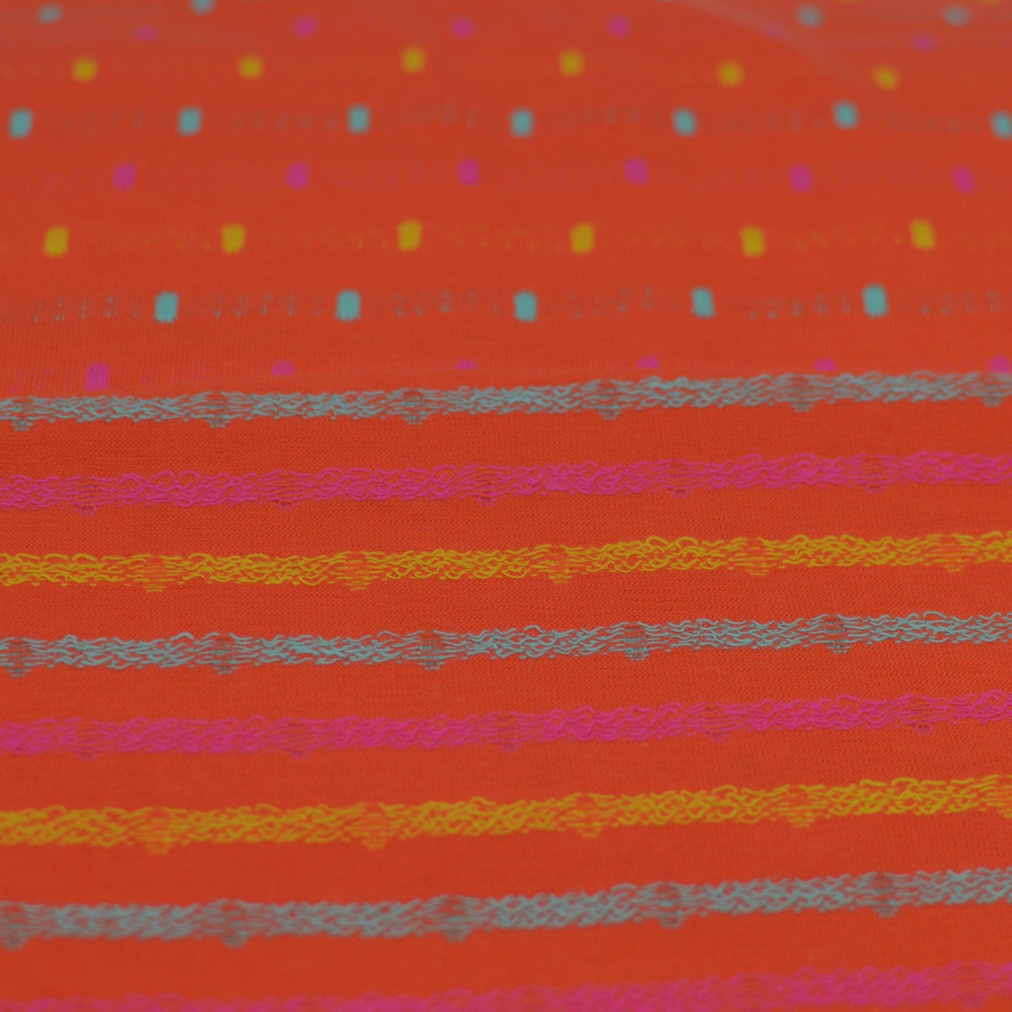 Jacquardjersey - Double Face - Streifen / Punkte - Orange bunt Fabric poshpinks