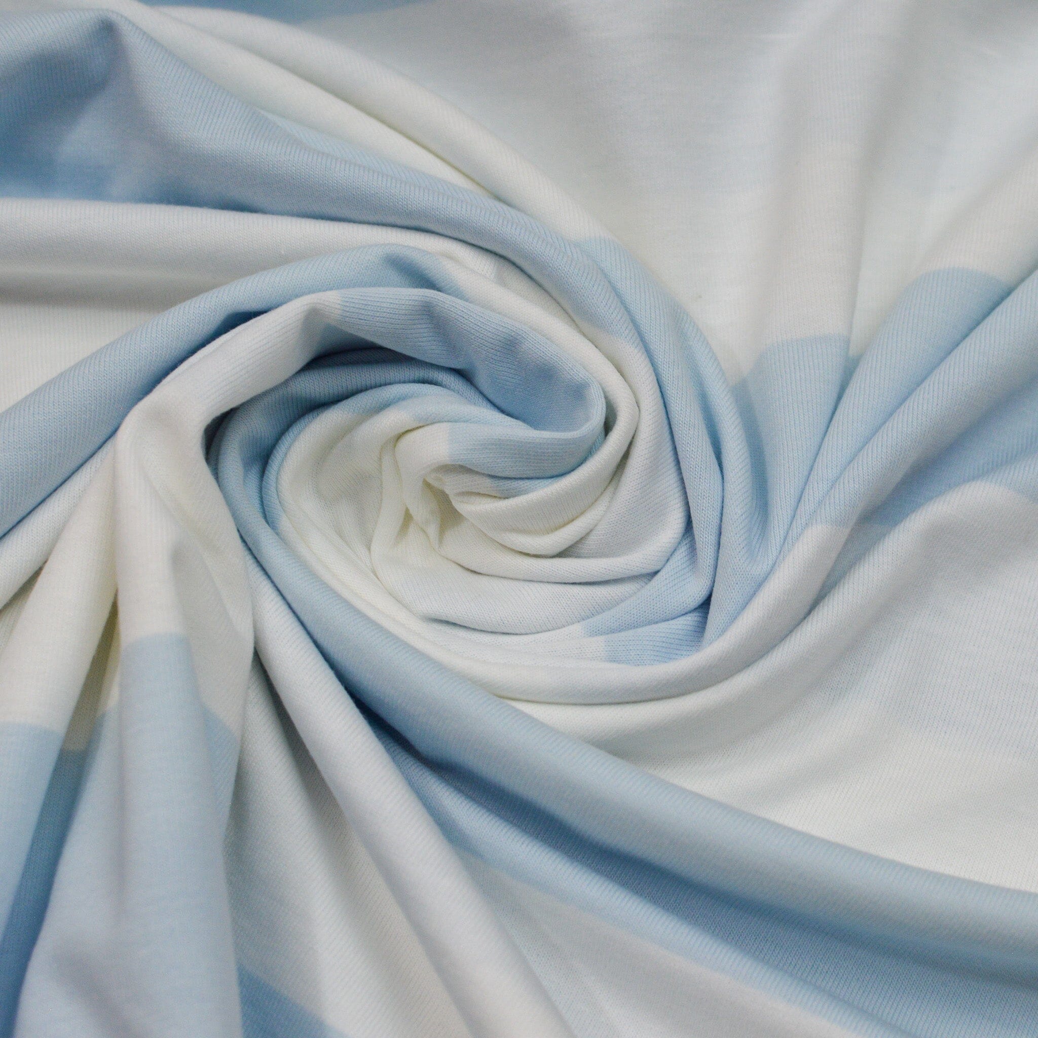 Baumwolljersey - Blockstreifen hellblau weiß Fabric poshpinks