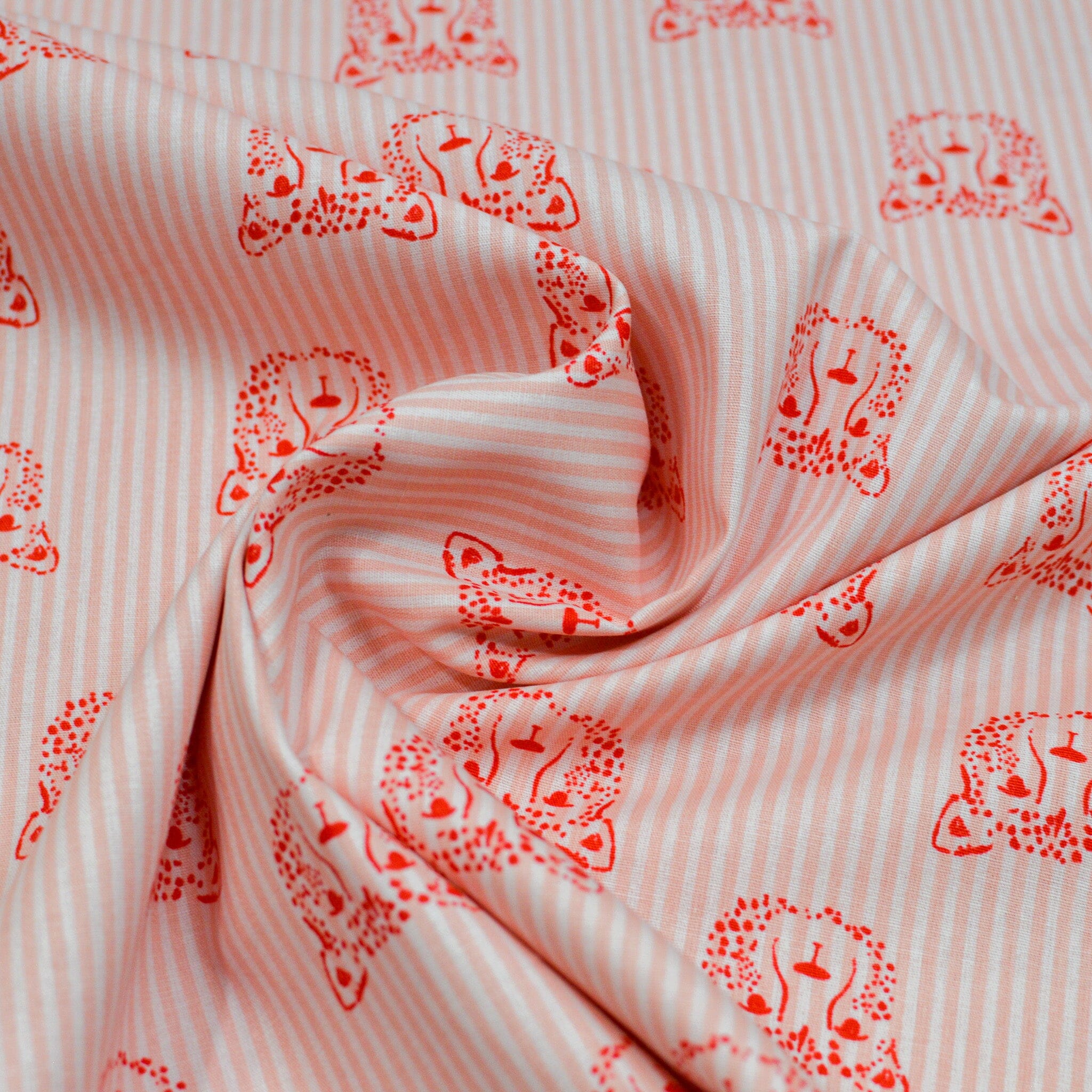 Baumwoll Popeline - Leopard gestreift - apricot rot weiß Fabric poshpinks
