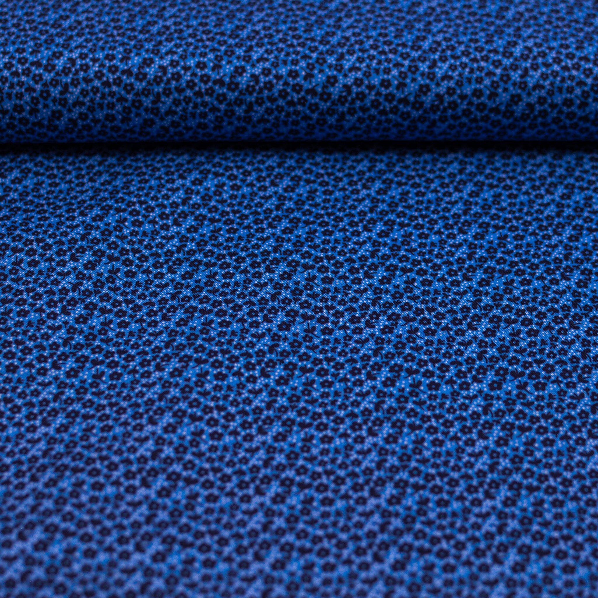 Baumwoll Popeline - Mini Blümchen blau dunkelblau Fabric poshpinks