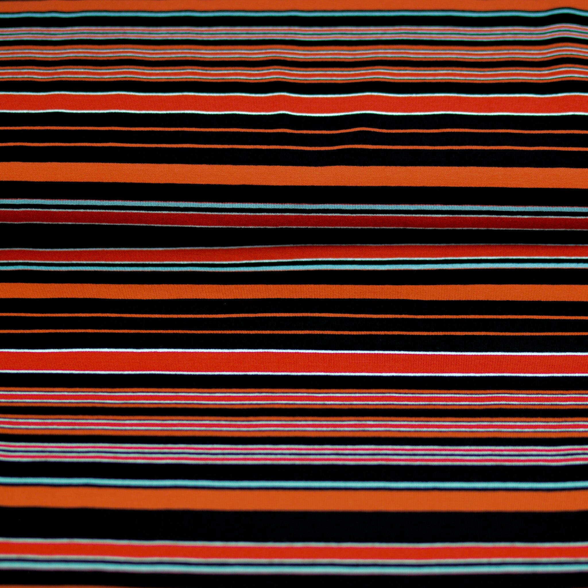 Baumwolljersey - Streifen / Ringel - schwarz orangerot Fabric poshpinks