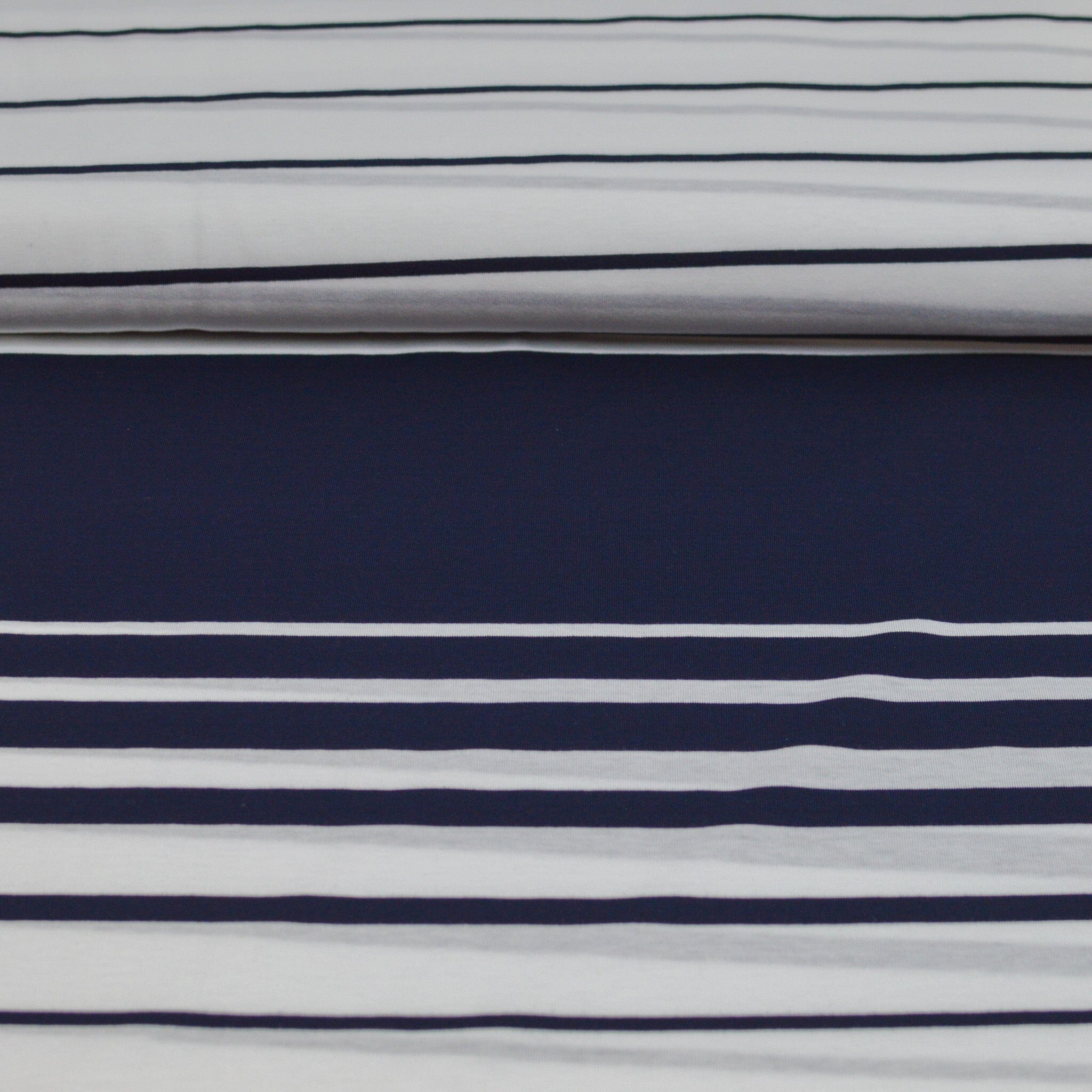 Baumwolljersey - Streifen / Ringel - weiß marineblau Verlauf Fabric poshpinks