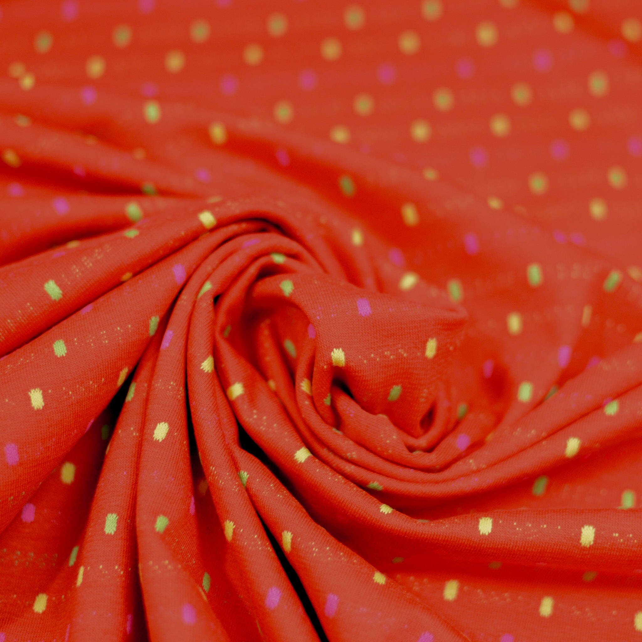 Jacquardjersey - Double Face - Streifen / Punkte - rot bunt Fabric poshpinks