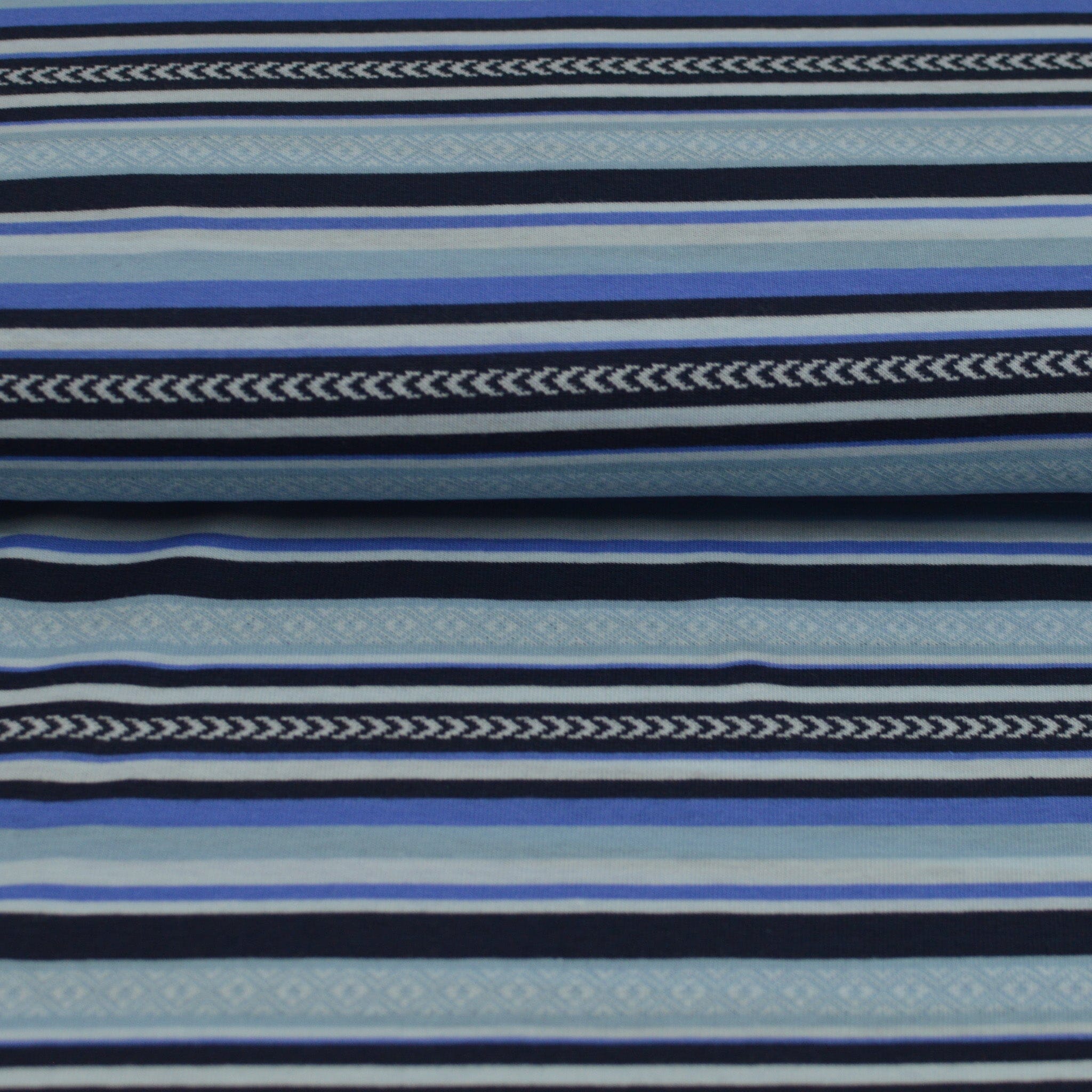 Jacquardjersey - Double Face - Streifen / Muster - hellblau blau weiß Fabric poshpinks