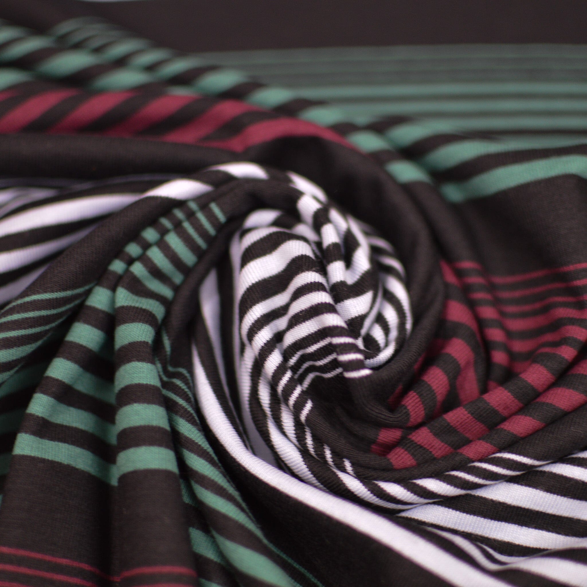 Baumwolljersey - Streifen / Ringel - schwarz grün hellblau dunkelrot Fabric poshpinks