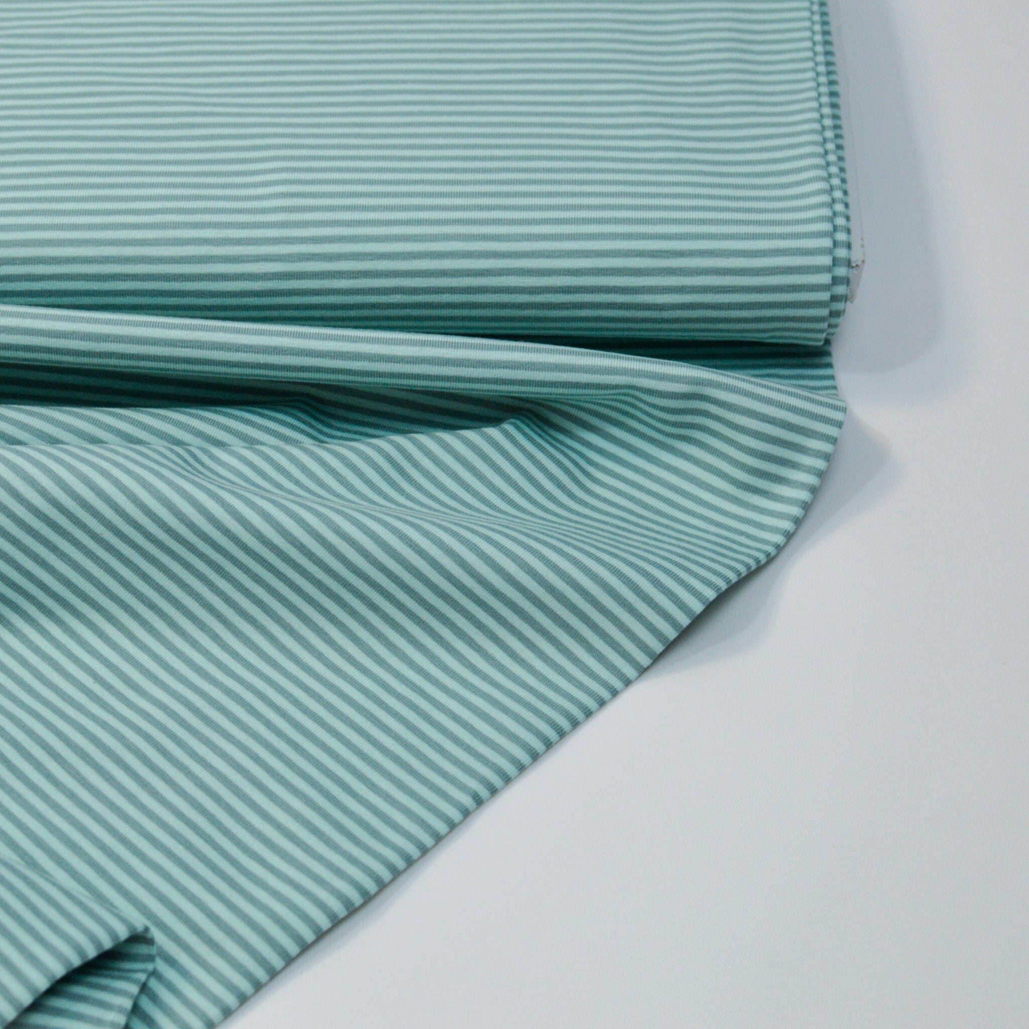 Baumwolljersey - Streifen mini - mint rauchmint - Ringel Fabric poshpinks