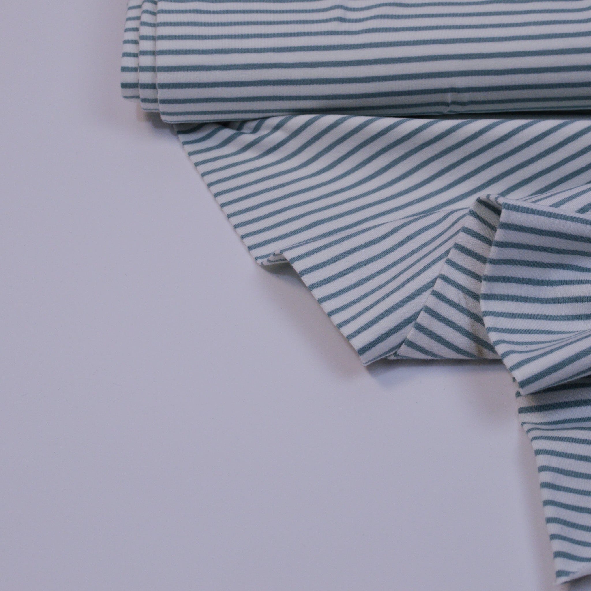 Baumwolljersey - Streifen - mint weiß - Ringel Fabric poshpinks