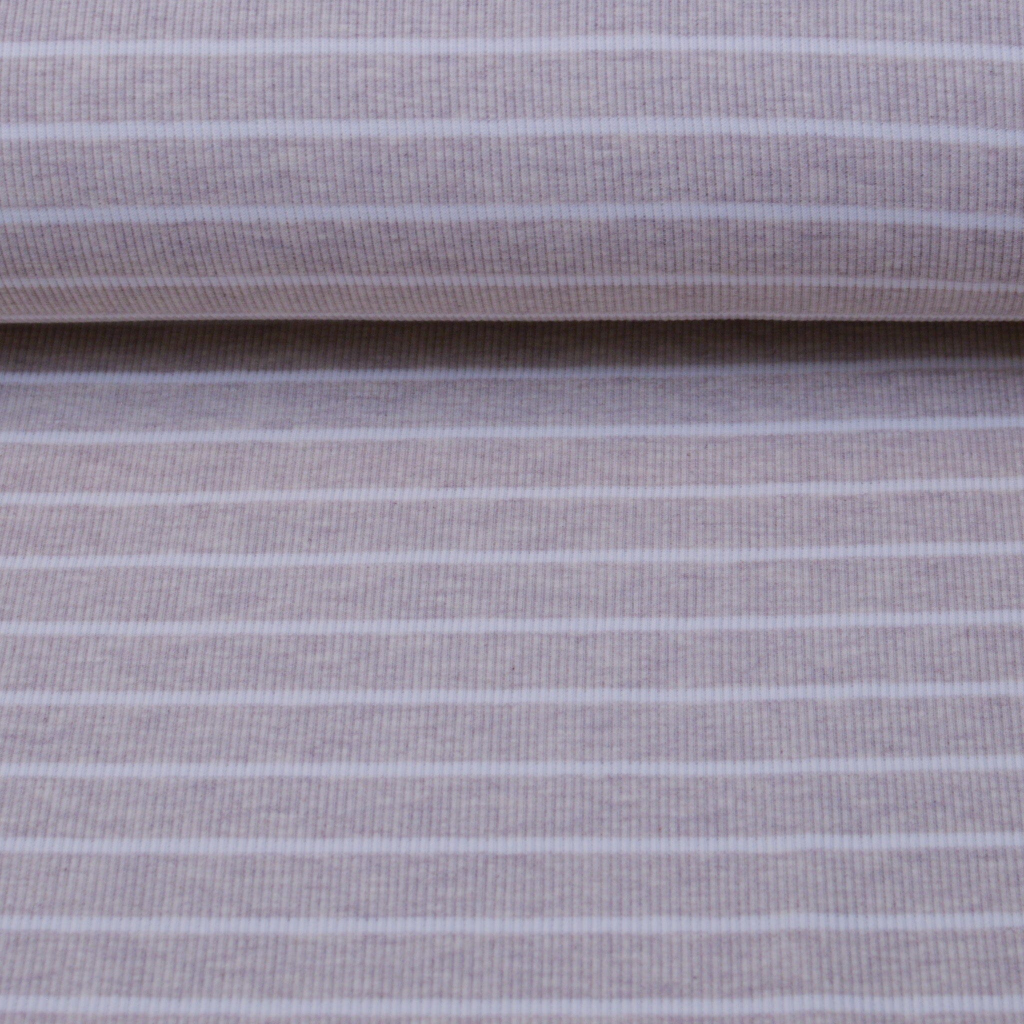 Rippjersey - Streifen - beige weiß - Ringel Fabric poshpinks