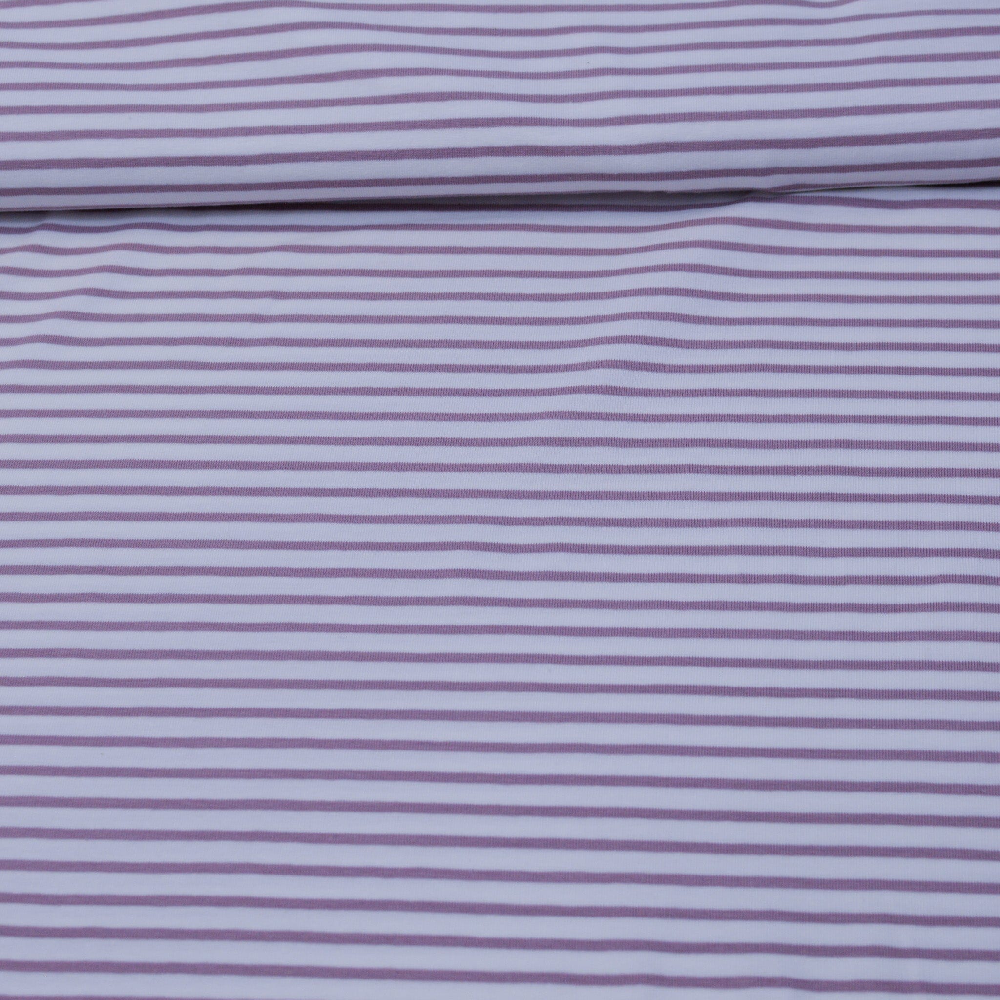 Baumwolljersey - Streifen - altrosa weiß - Ringel Fabric poshpinks