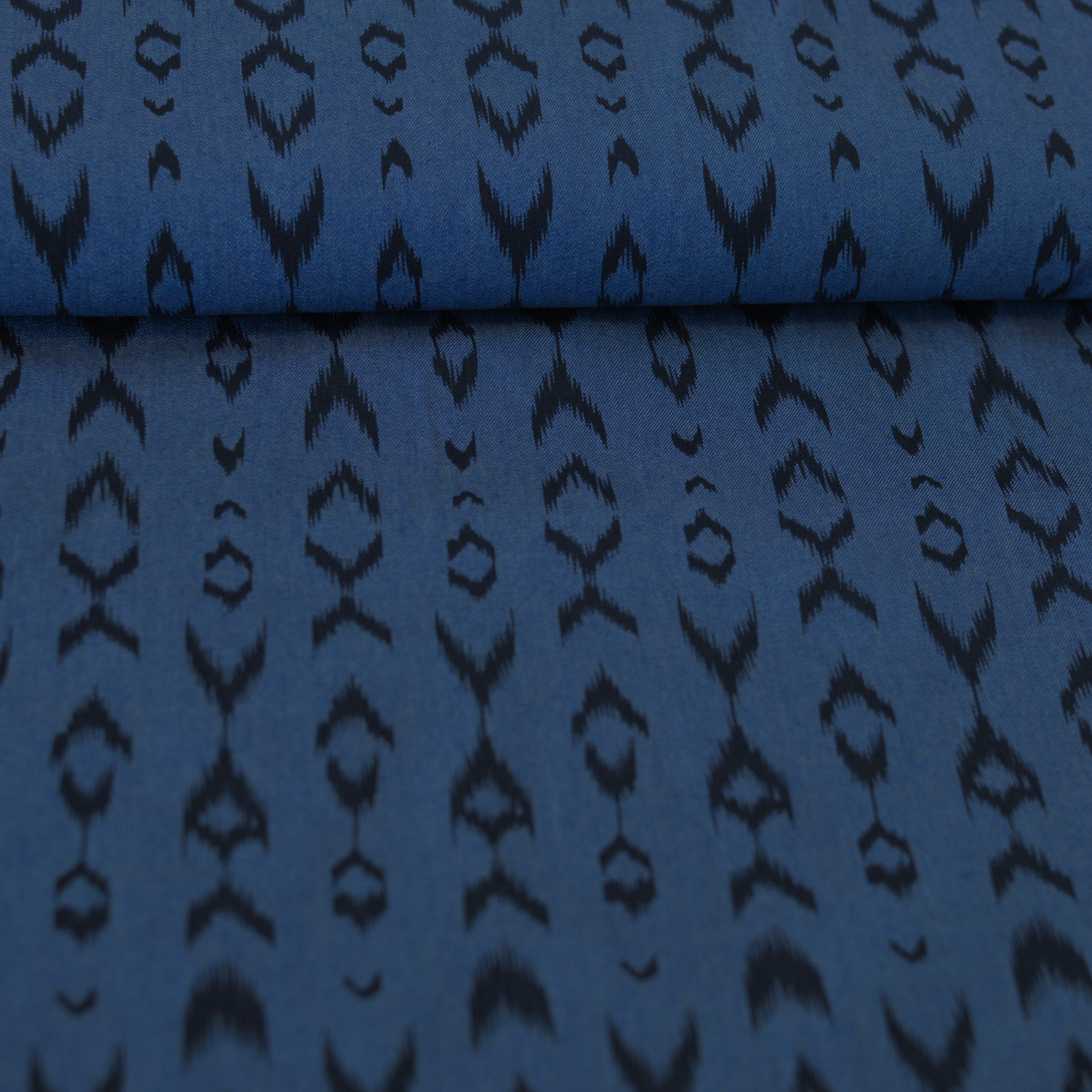 Chambray - Arrows - raw jeansblau mit Pfeilspitzen - Baumwollmix Webware Fabric poshpinks