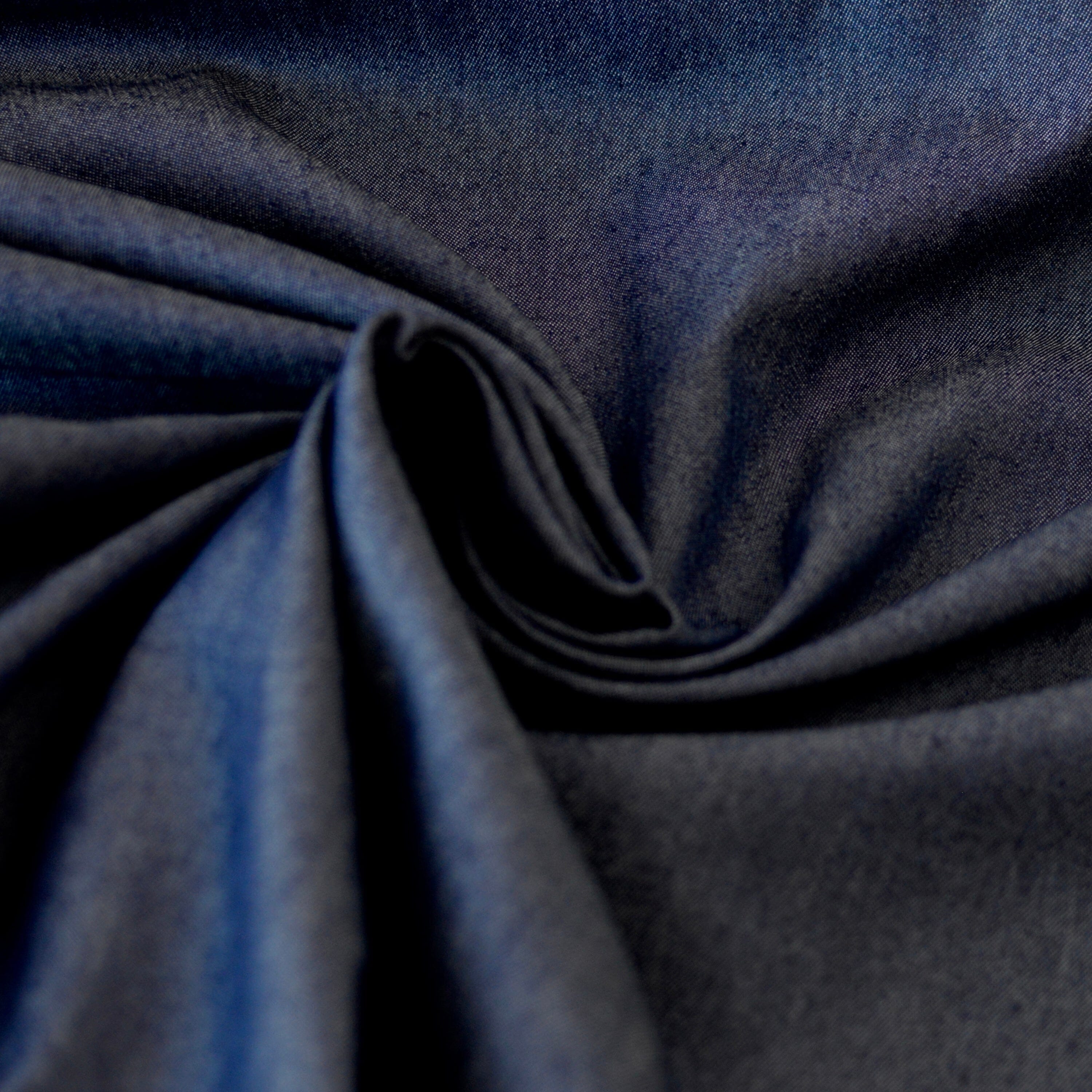 Chambray - Indigo jeansblau uni - Baumwollmix Webware Fabric poshpinks