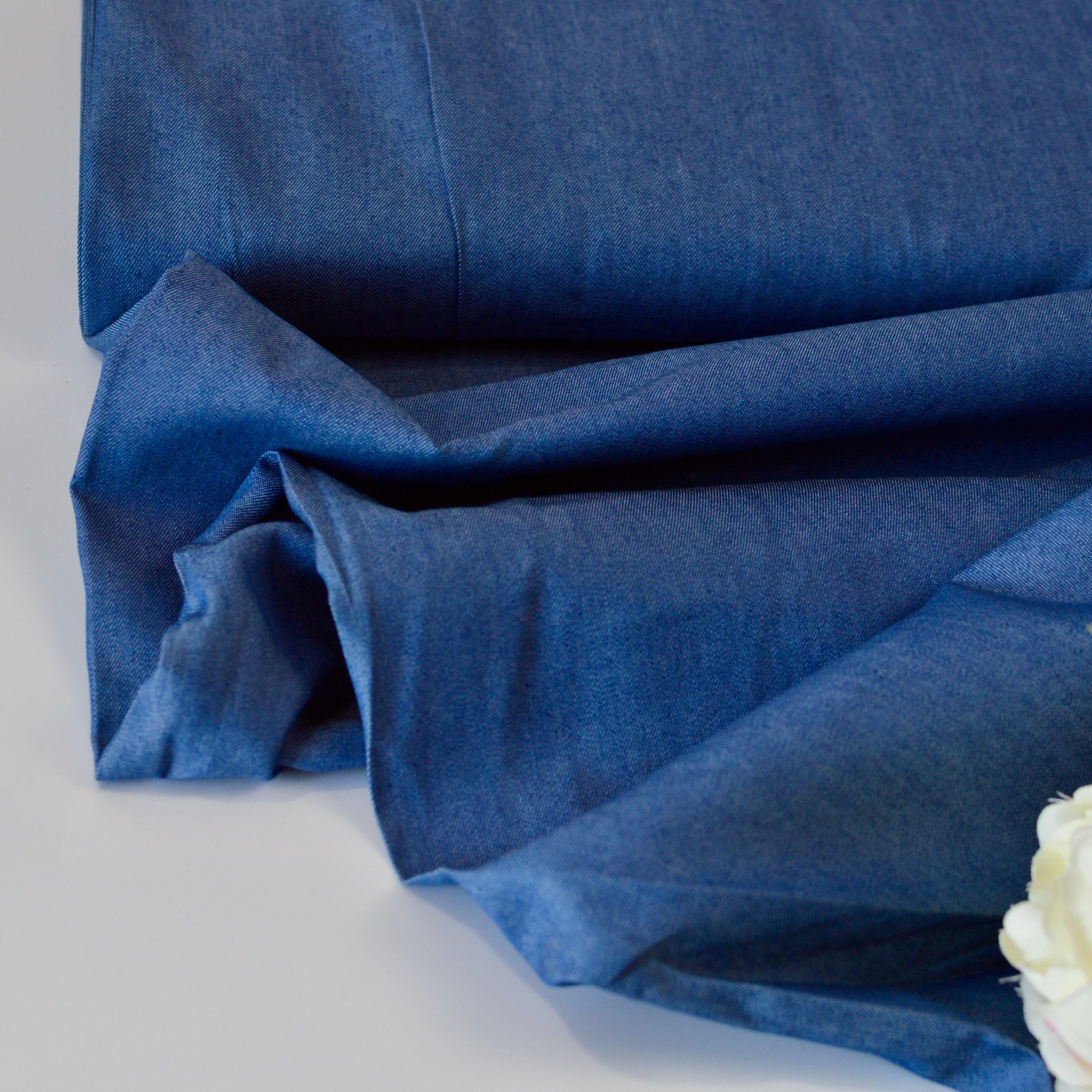 Chambray - raw jeansblau uni - Baumwollmix Webware Fabric poshpinks