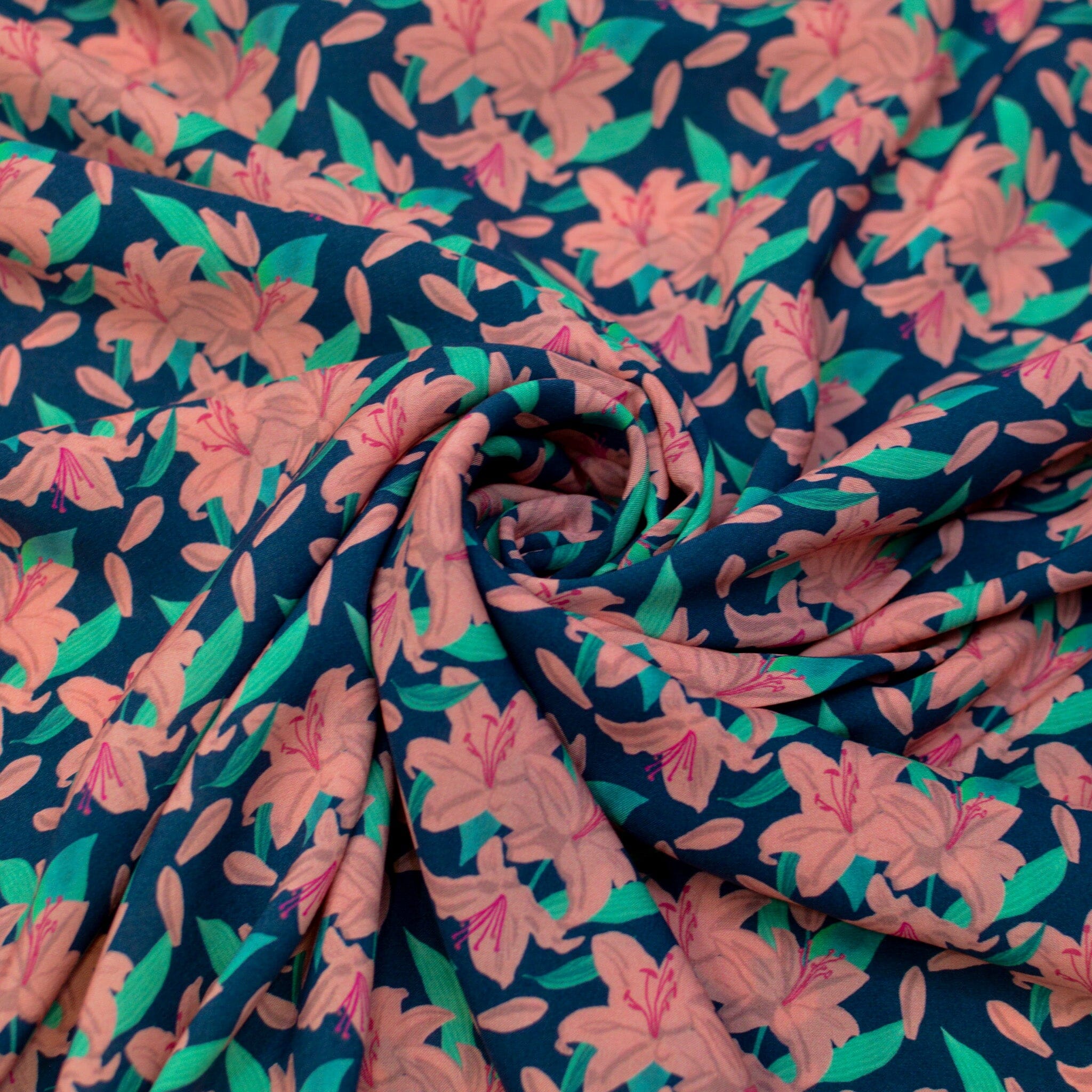 Ecovero™ Viskose - Velithe Petit Bleu Foncé - by Theresartventure Fabric poshpinks