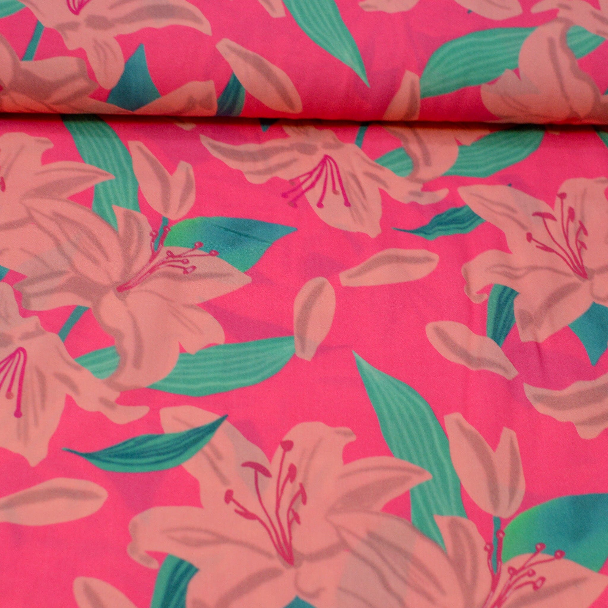 Ecovero™ Viskose - Velithe Grand Rosé Vif - by Theresartventure Fabric poshpinks