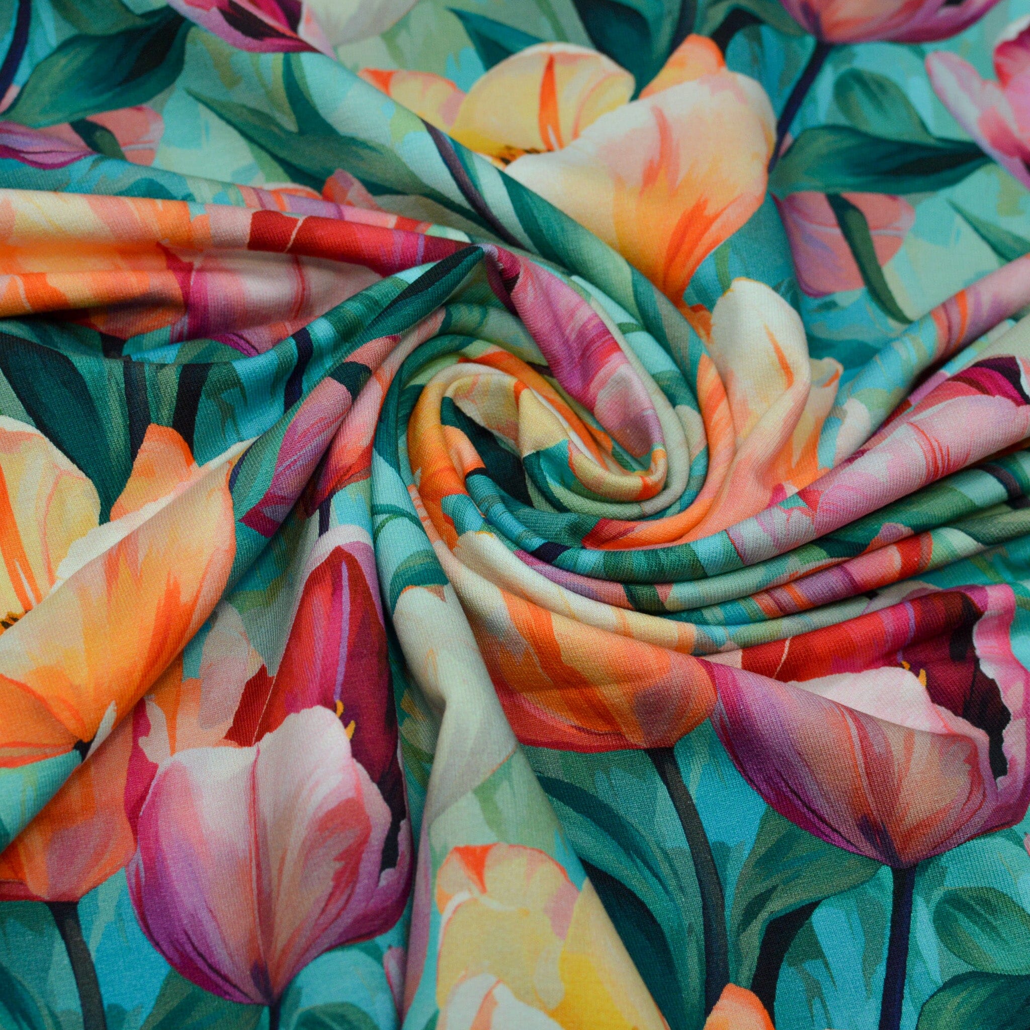 French Terry - Tulpentraum - Grün Fabric poshpinks