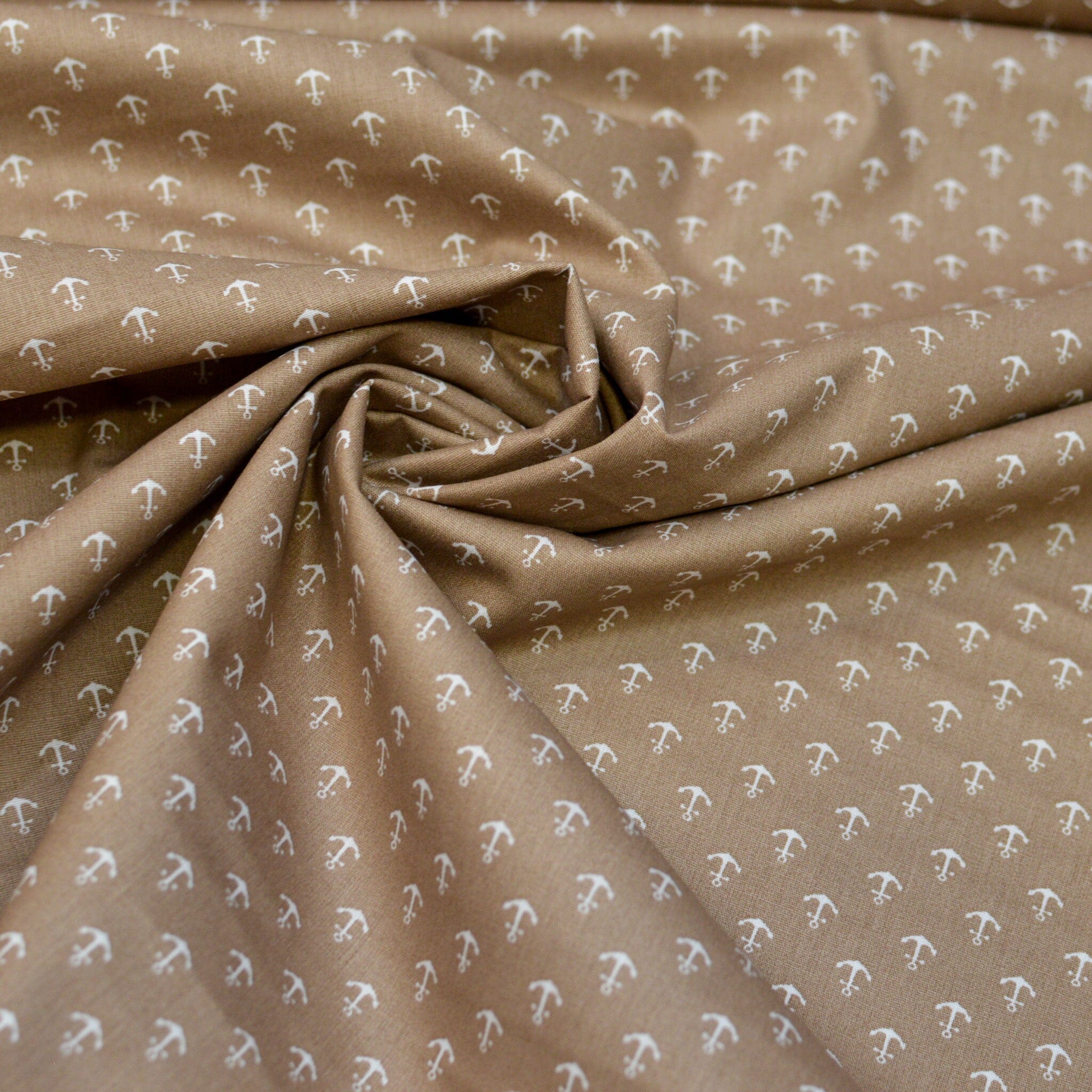 Baumwoll Popeline Anker - Mini - taupe weiß Fabric poshpinks