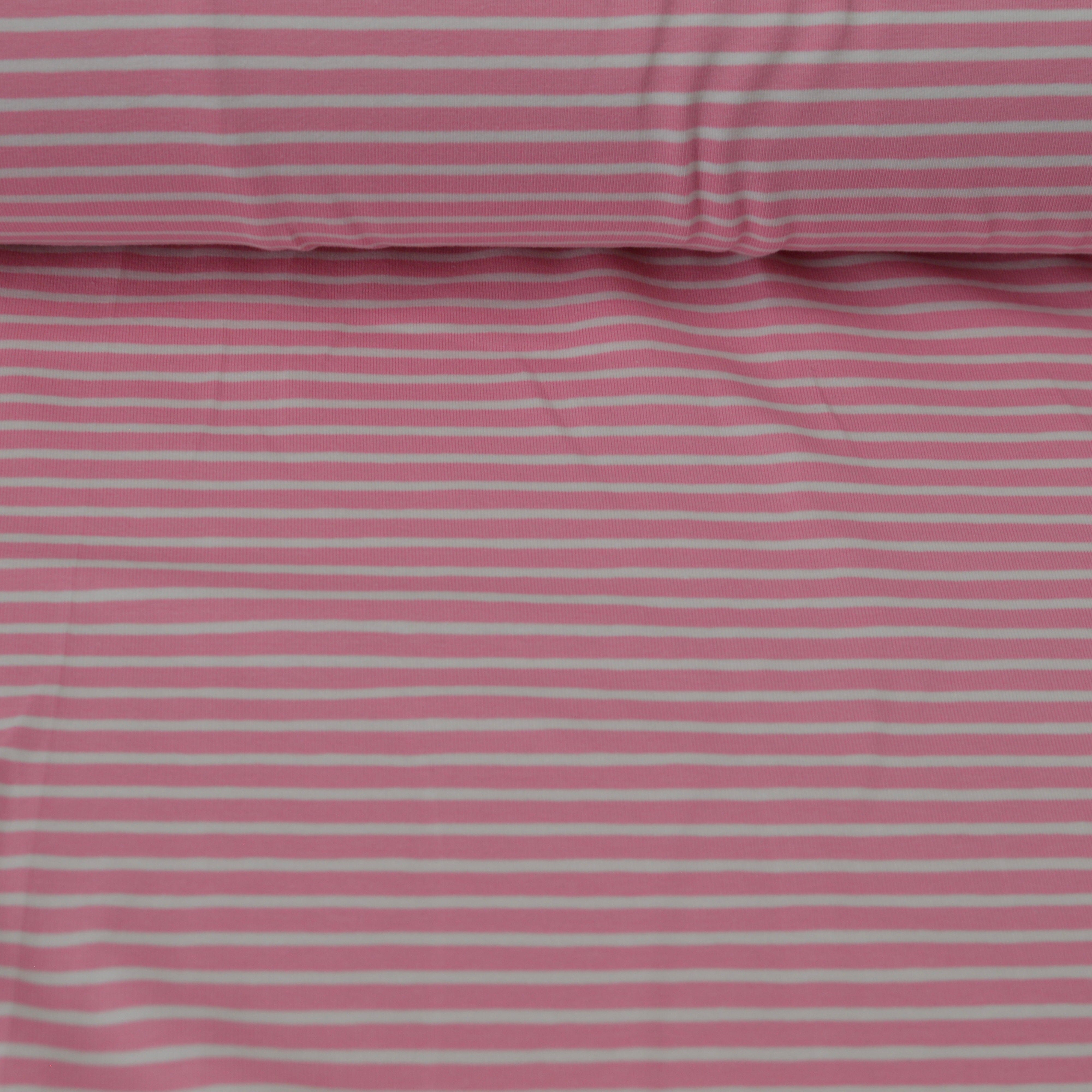 Baumwolljersey - Streifen/Ringel rosa weiß Fabric poshpinks