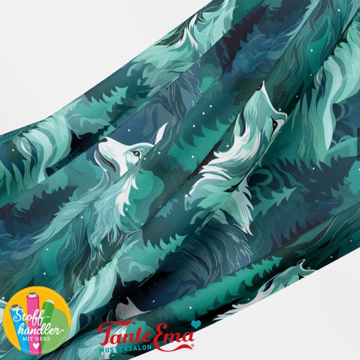 Vorbestellung - Stoffhändler mit Herz Eigenproduktion - Winterwölfe by Tante Ema - French Terry Fabric poshpinks