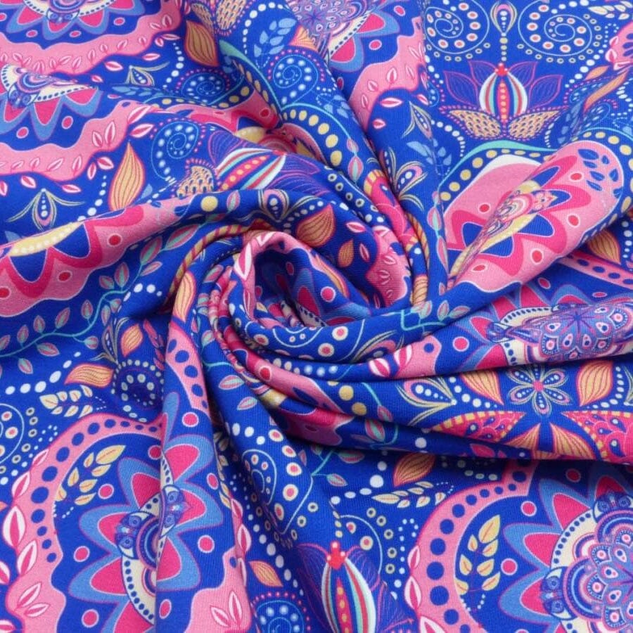 French Terry - Oriental Mandala - Royal Pink Fabric poshpinks
