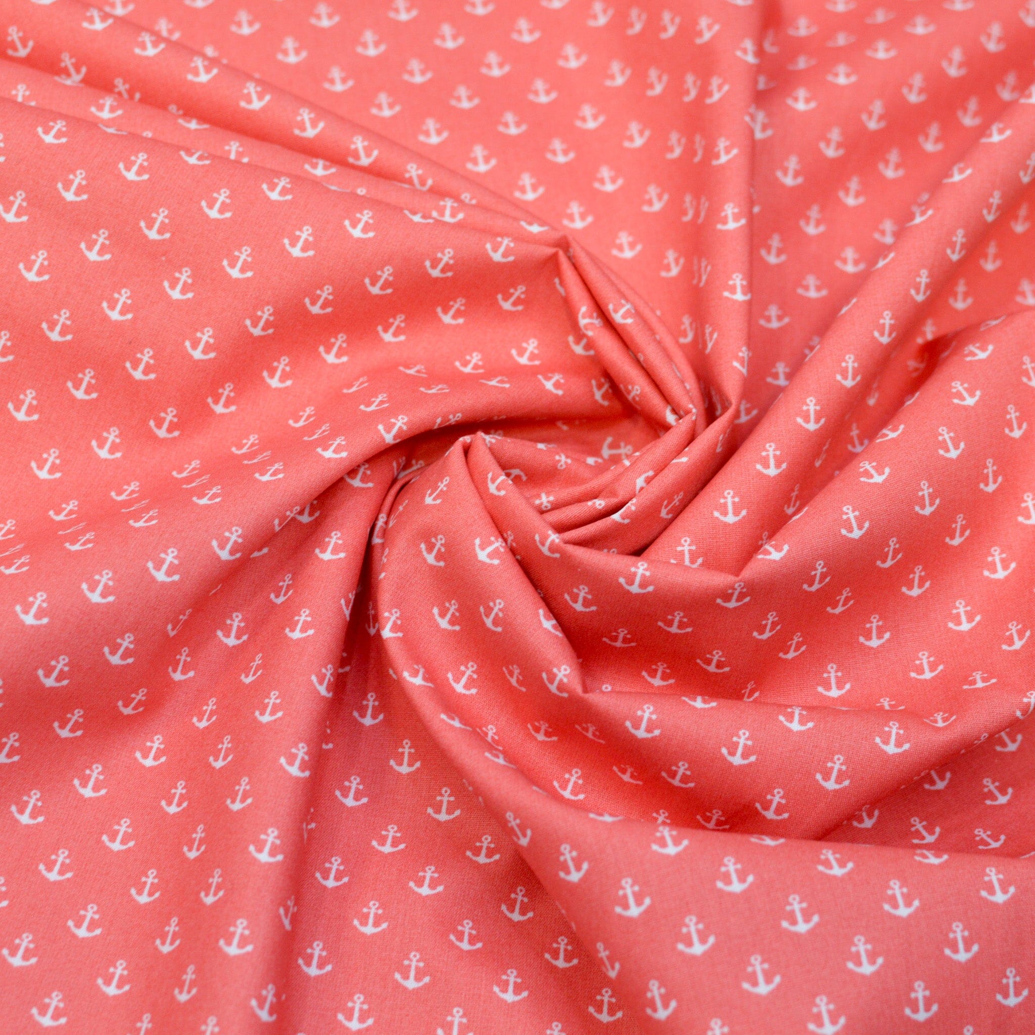 Baumwoll Popeline Anker - Mini - coral weiß Fabric poshpinks