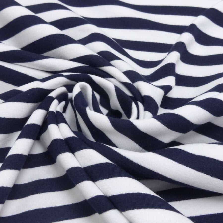 French Terry - garngefärbt 12mm Streifen - maritim dunkelblau weis Fabric poshpinks