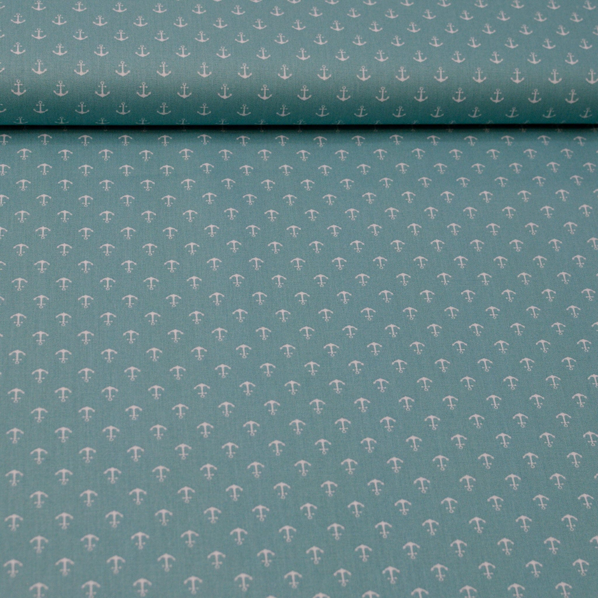 Baumwoll Popeline Anker - Mini - türkis weiß Fabric poshpinks