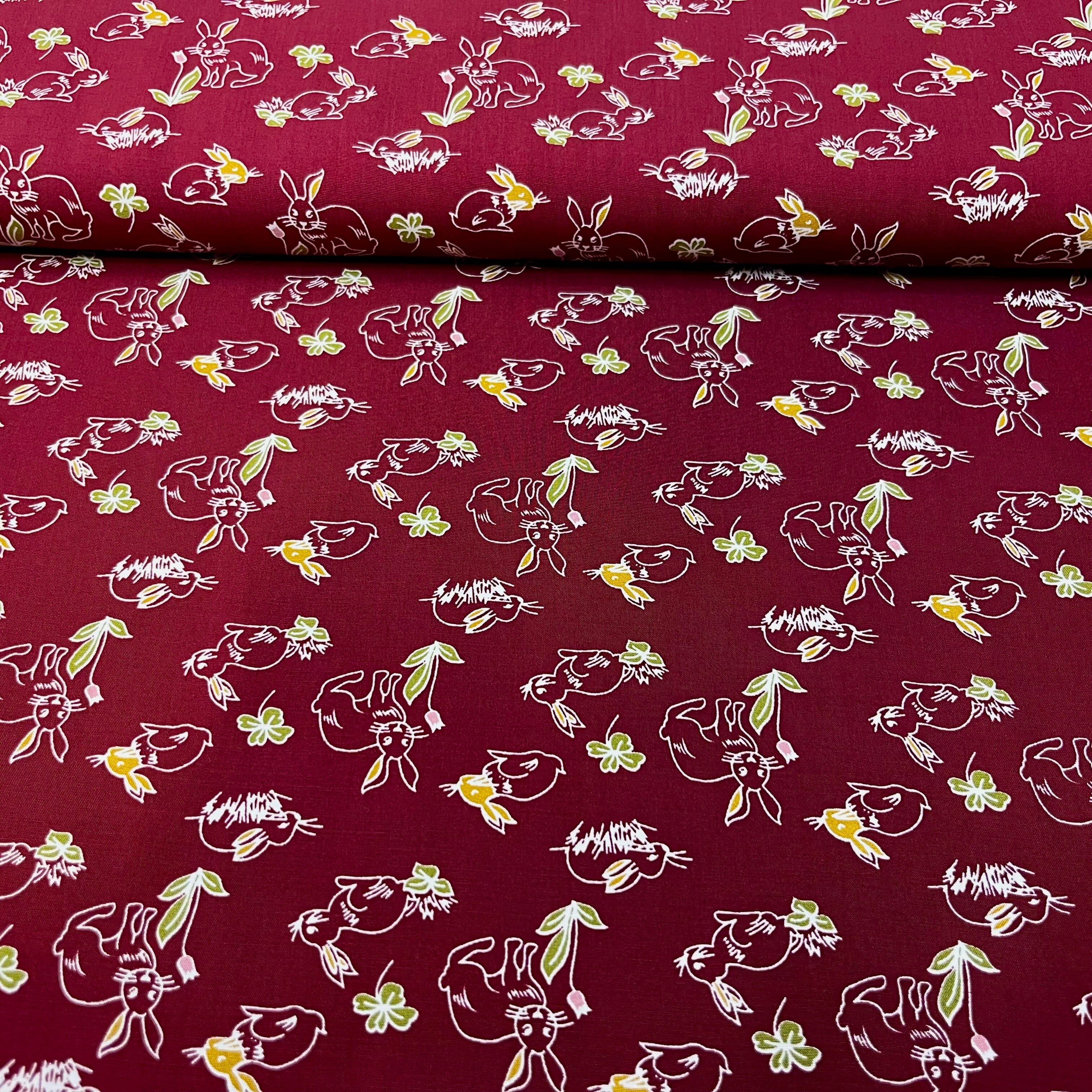 Viskose - Häschen - red Fabric poshpinks