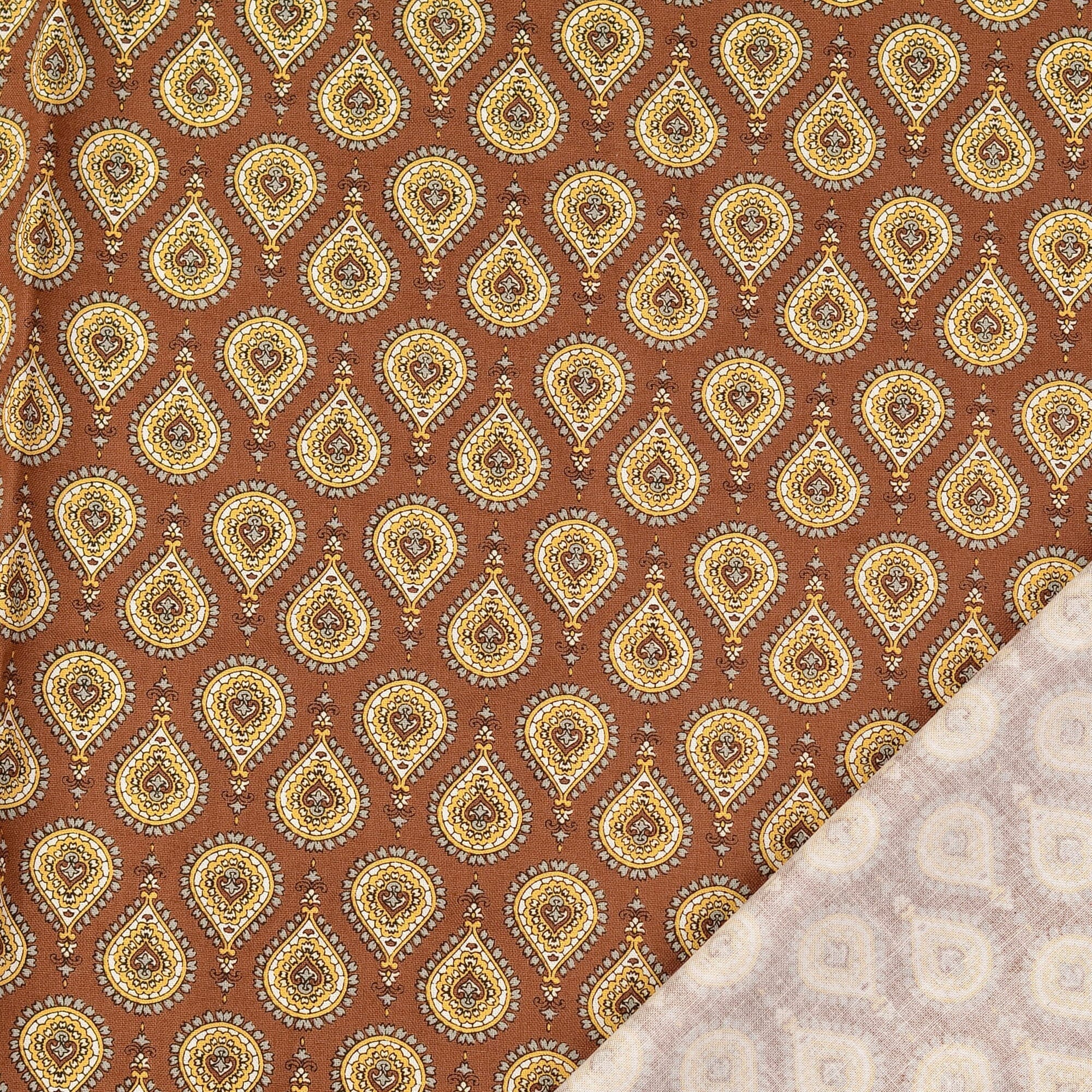 Baumwoll Popeline - Freesia - Kombi retro Ornamente Beige Fabric poshpinks