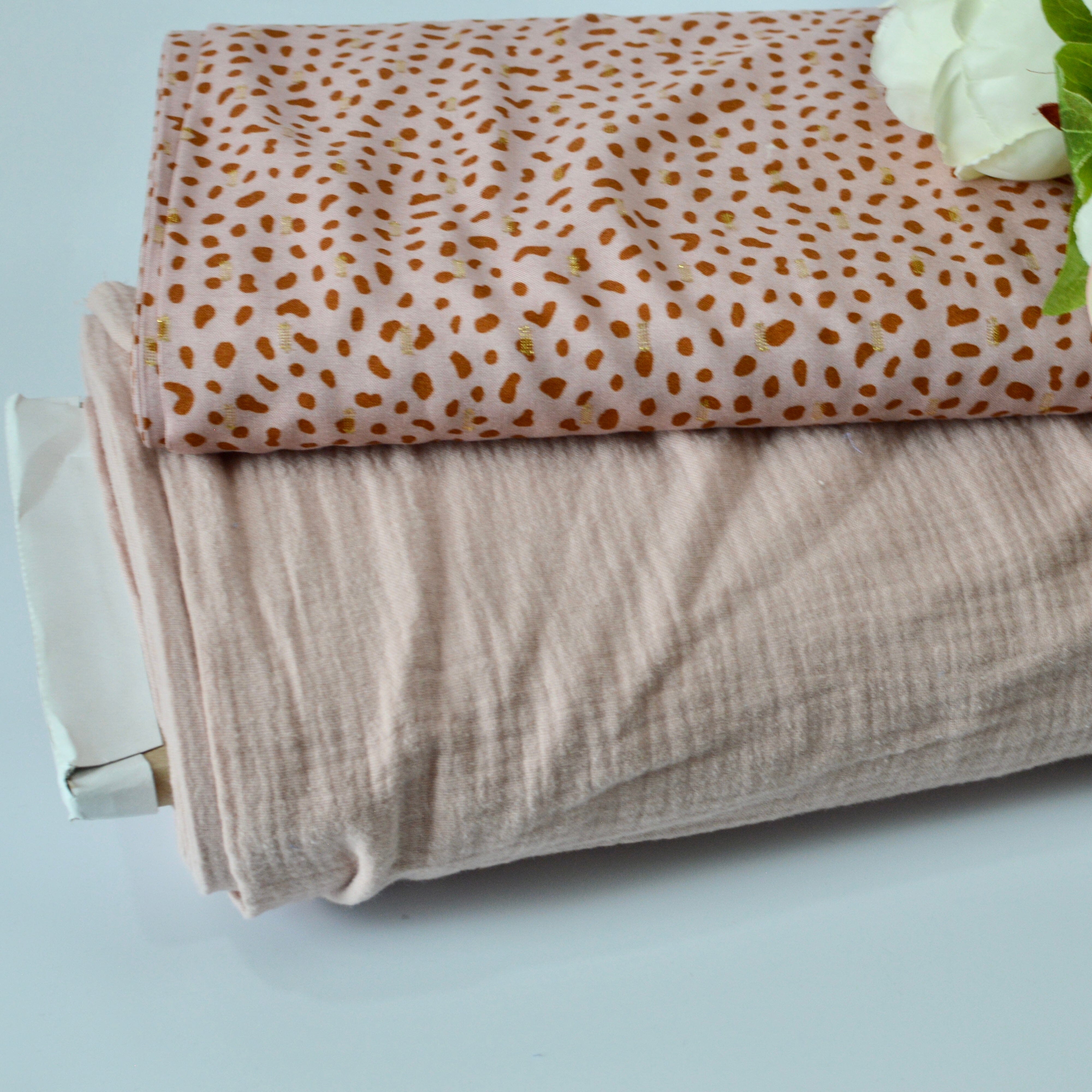 Viskose - Dots & Glitzer - rosa rost Fabric poshpinks