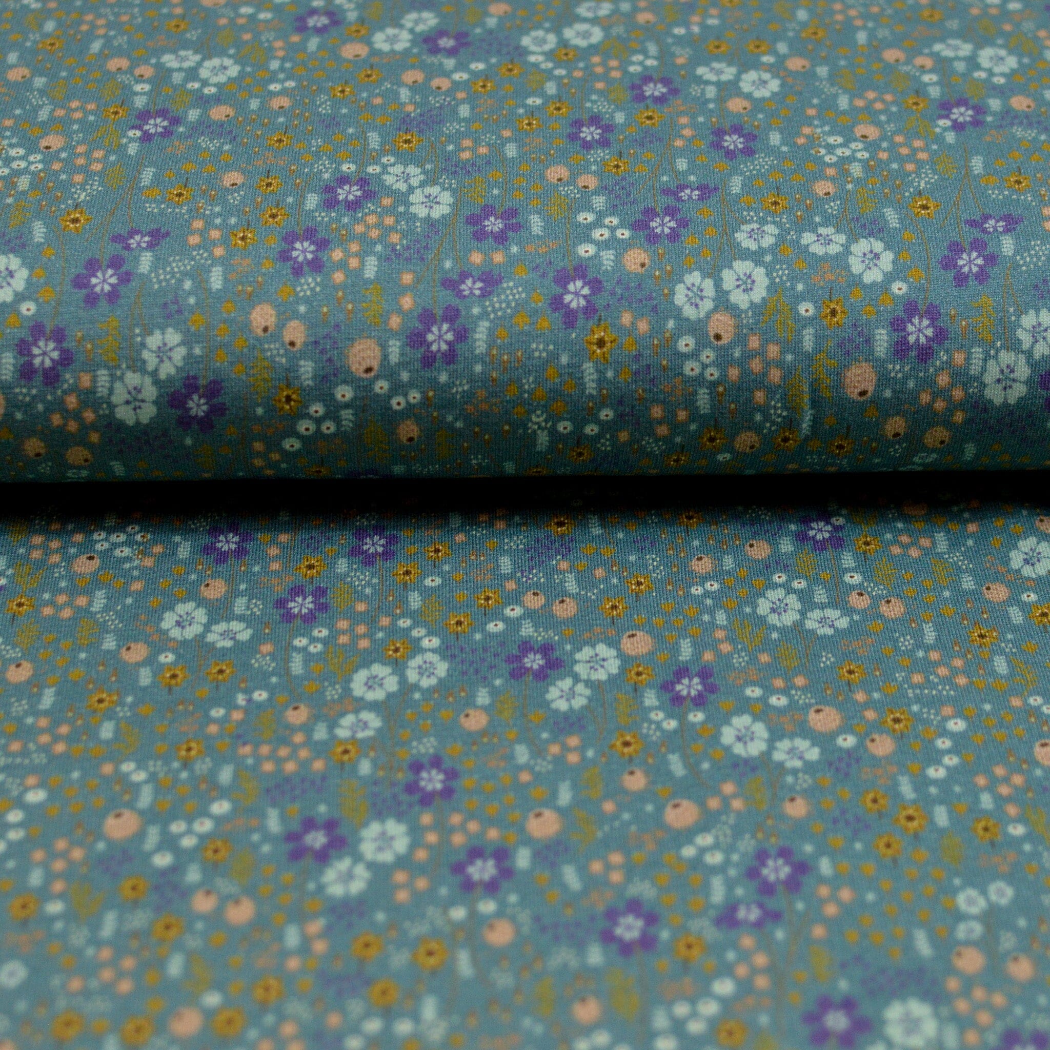 Baumwolljersey - Wildflowers - Old green Fabric poshpinks