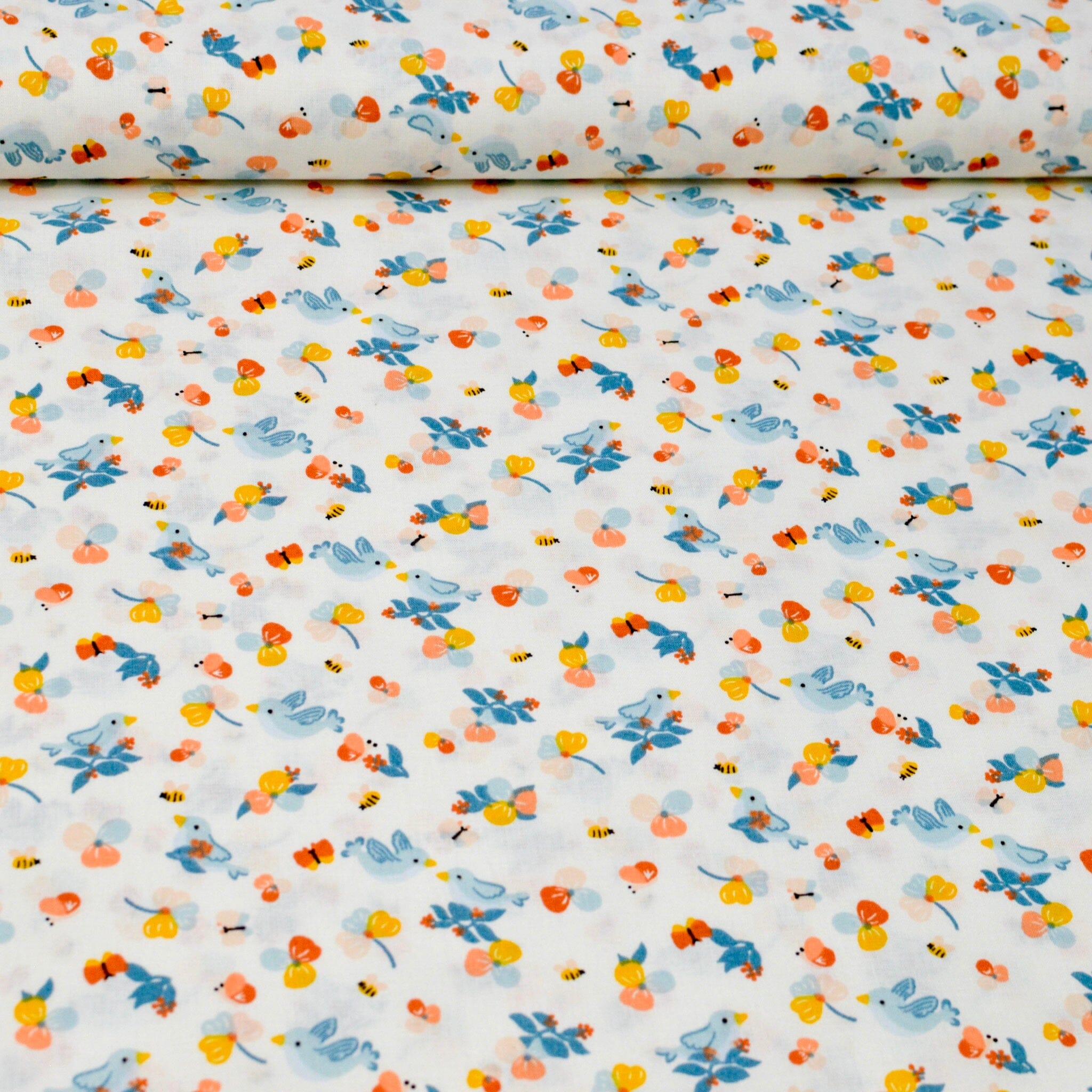 Baumwoll Popeline - Birdy - White Fabric poshpinks