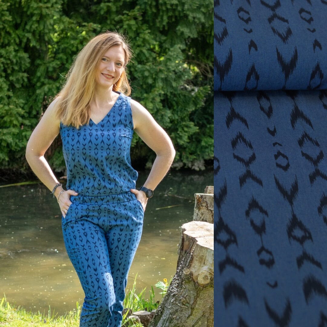 Chambray - Arrows - raw jeansblau mit Pfeilspitzen - Baumwollmix Webware Fabric poshpinks