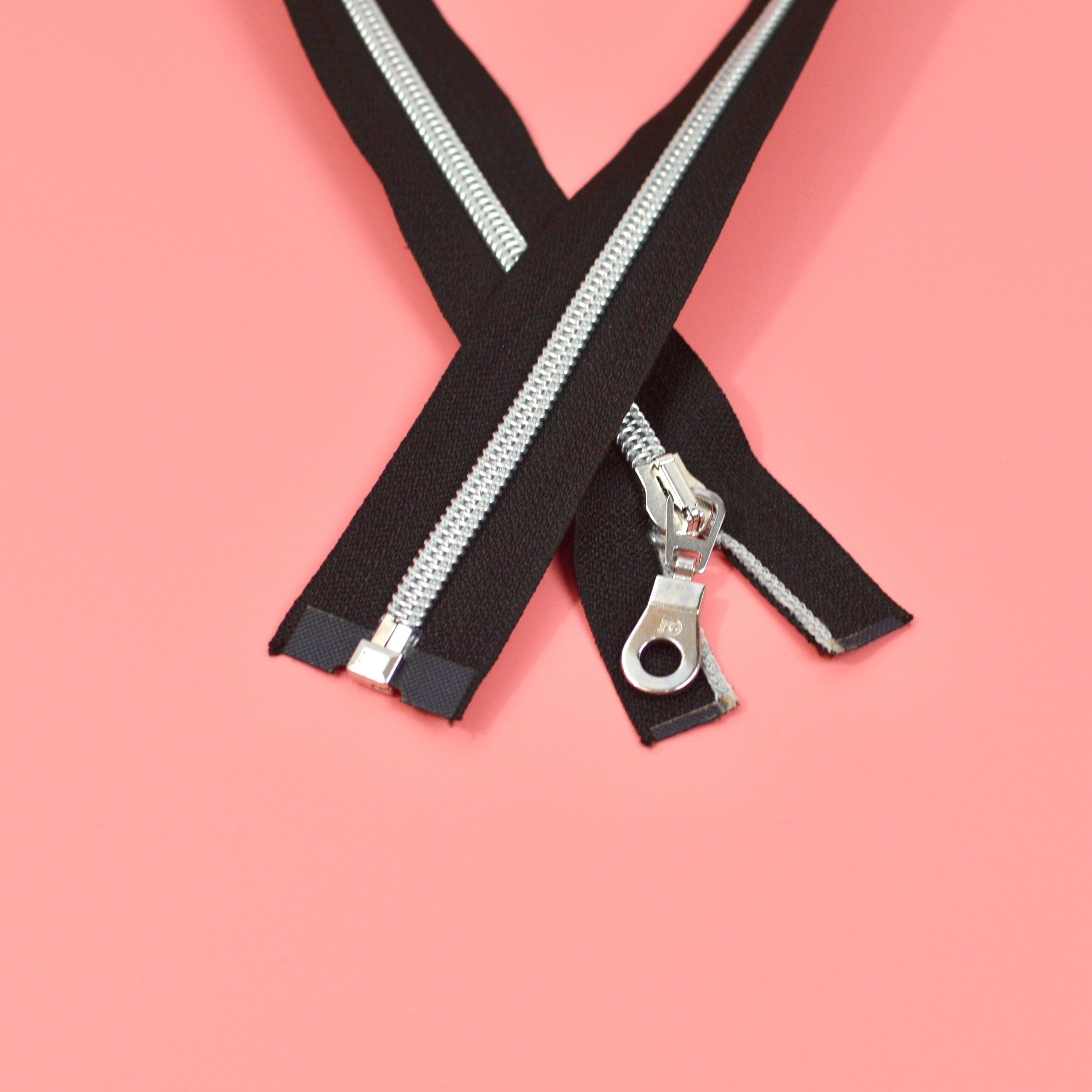 Jackenreißverschluss Kim 105 cm schwarz silber Kunststoff metalloptik Paket poshpinks