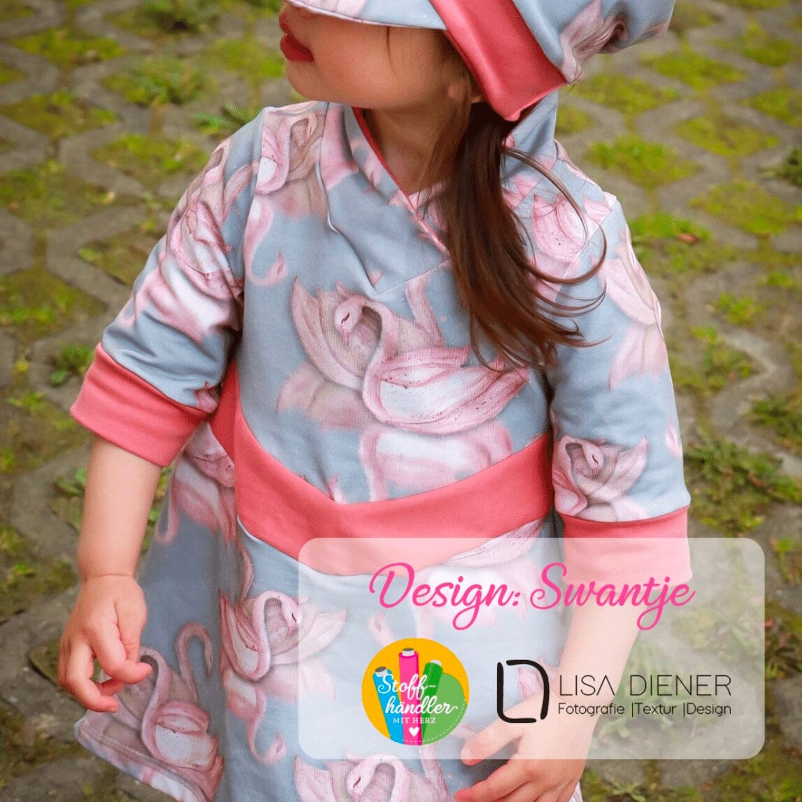 Stoffhändler mit Herz Eigenproduktion - Schwäne Swantje Fabric poshpinks