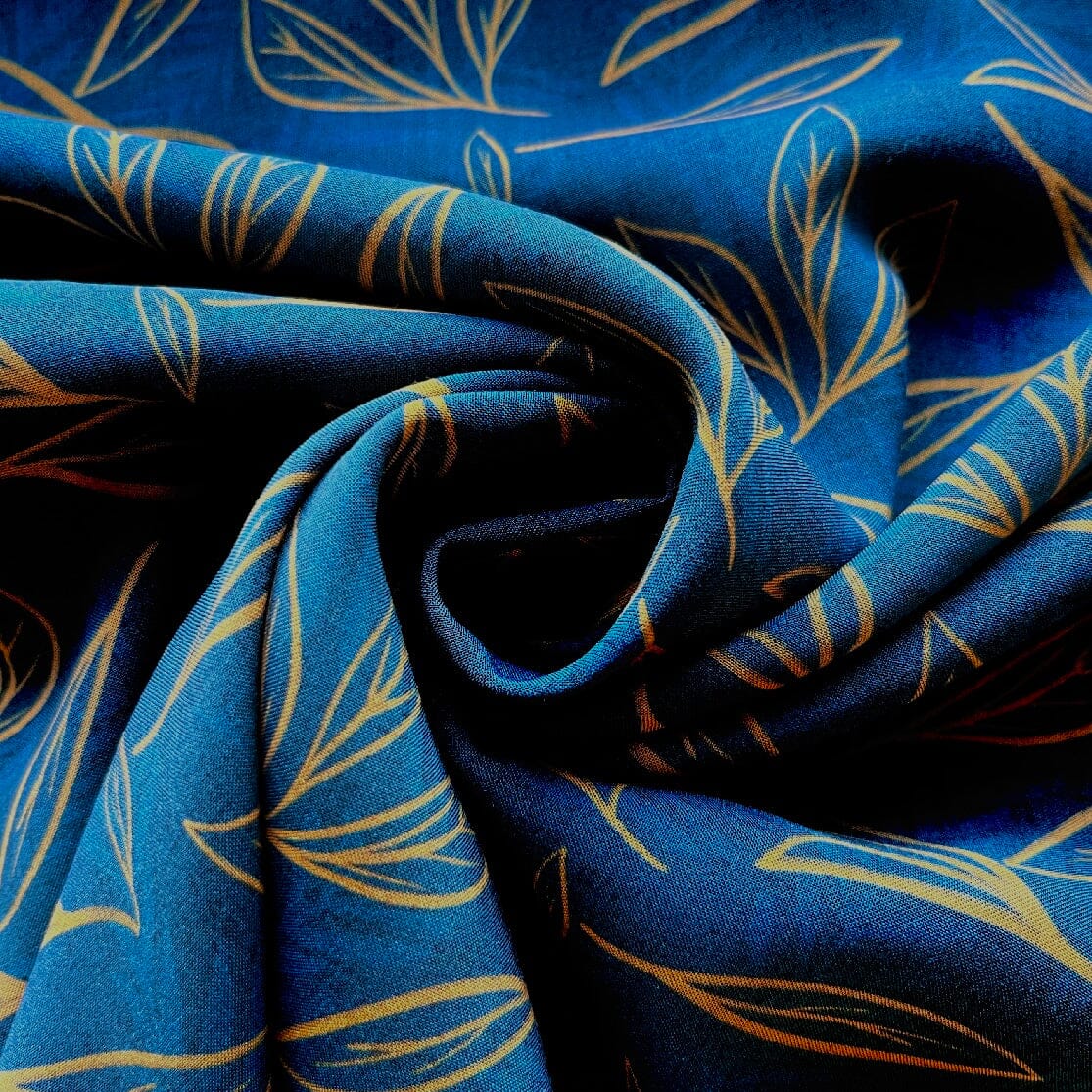 Vorbestellung - Ecovero™ Viskosejersey - Azul Blätter dunkelblau - Eigenproduktion von poshpinks Fabric poshpinks