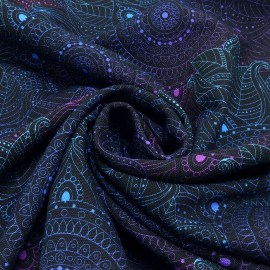Canvas Black Mandala – robuster Dekostoff für Taschen & Wohnaccessoires - schwarz - blau Petrol lila pink Fabric poshpinks