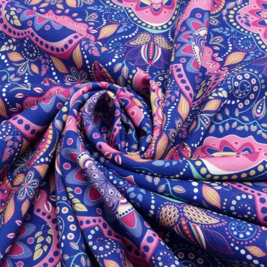 Canvas oriental Mandala – robuster Dekostoff für Taschen & Wohnaccessoires - blau pink Fabric poshpinks