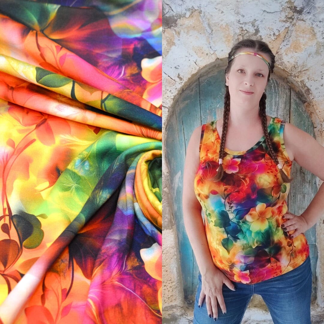 Stoffhändler mit Herz Eigenproduktion 18 - Golden Bloomfire by Tante Ema Fabric poshpinks