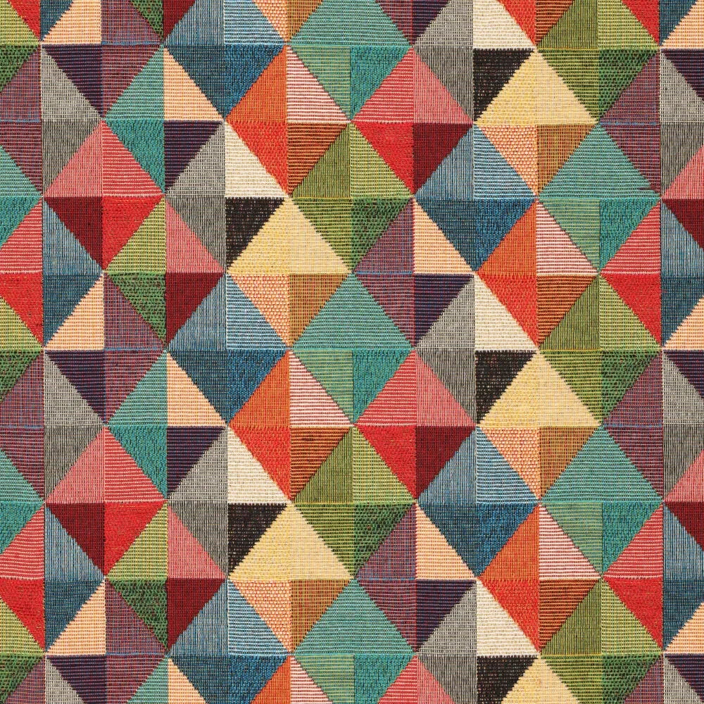 Gobelin / Jacquard / Dekostoff - Retro Dreiecke bunt Fabric poshpinks