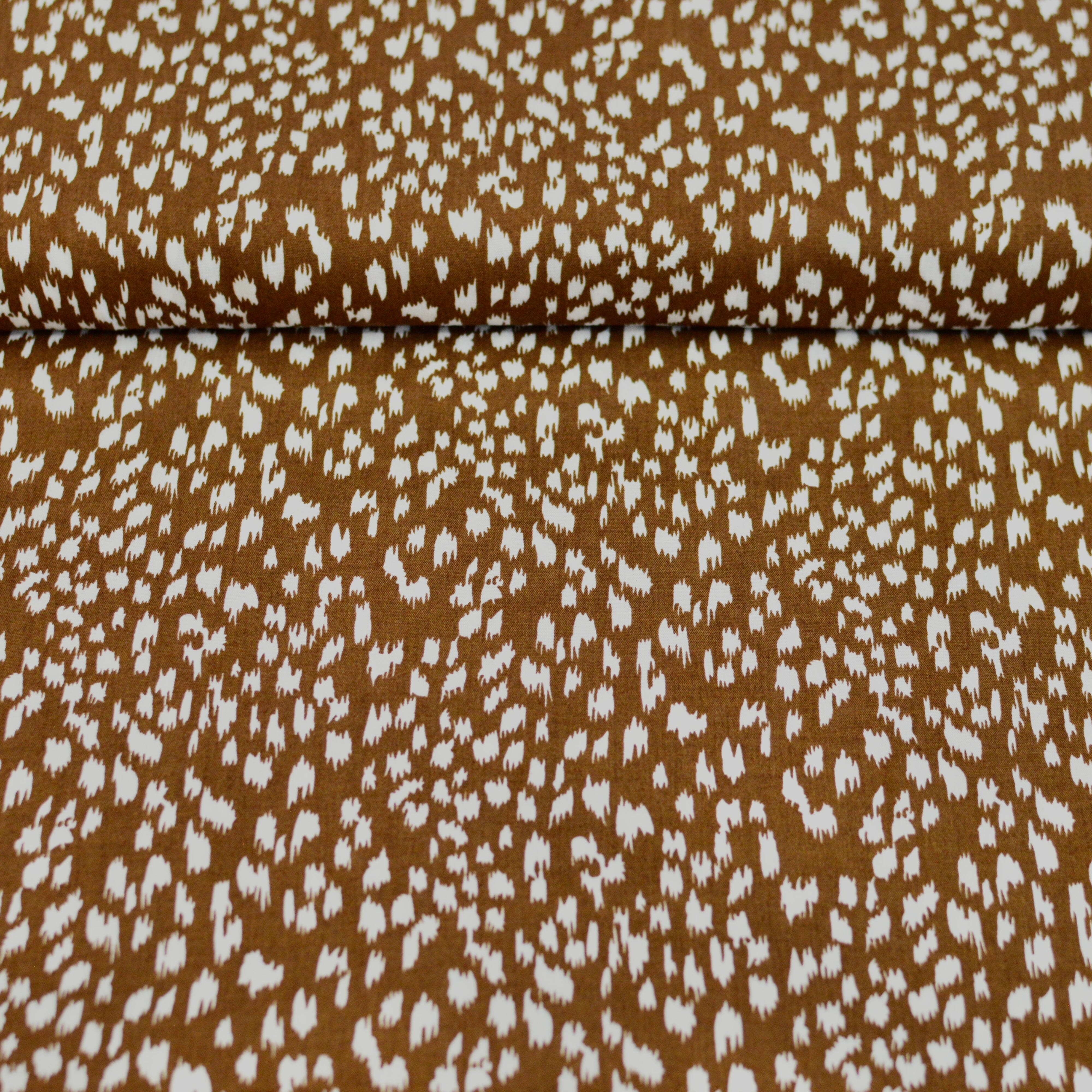 Reststück 1,1m ! Viskose - Mini Flecken goldbraun Fabric poshpinks