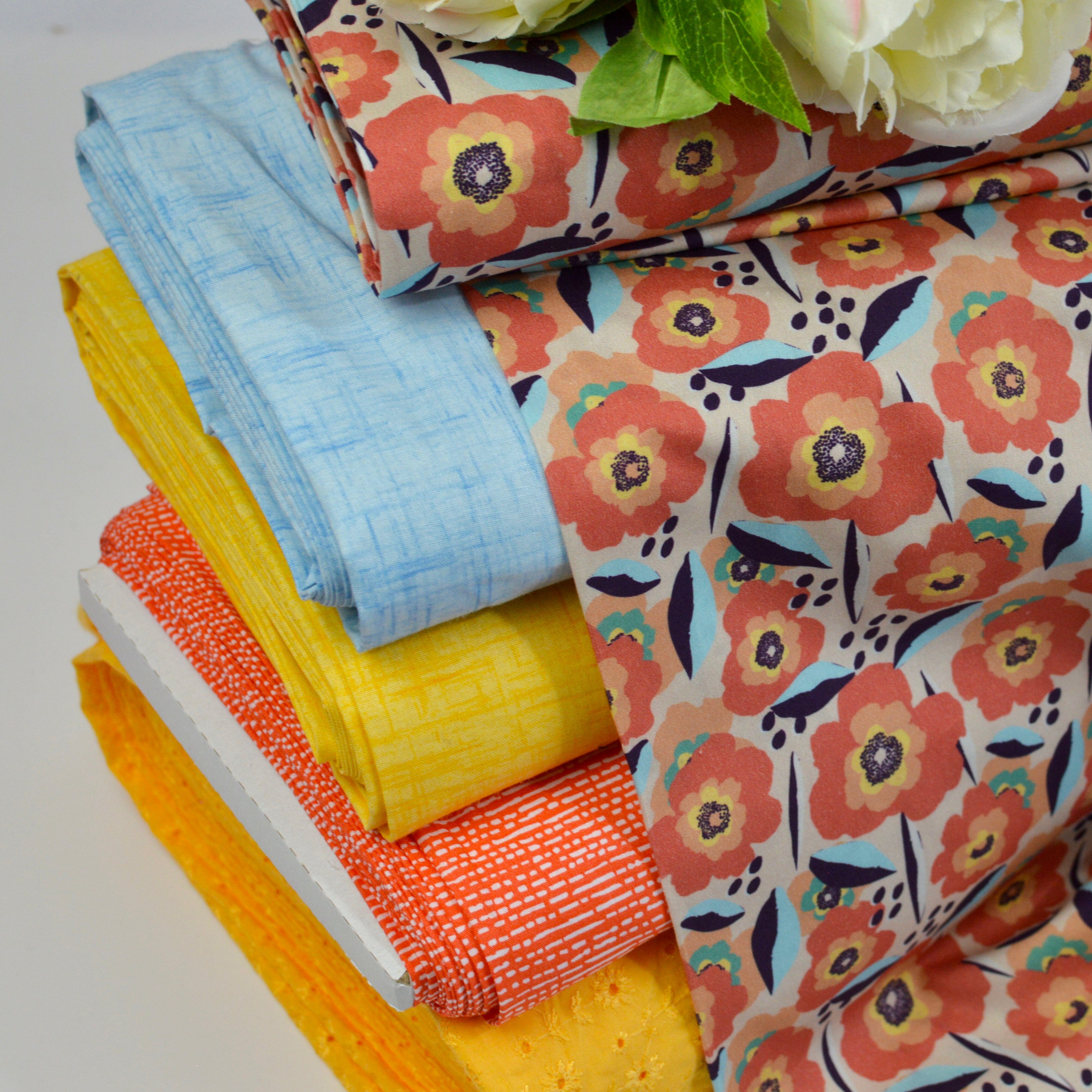 Baumwoll Cretonne - Webware mit Muster in Leinenoptik - gelb Fabric poshpinks